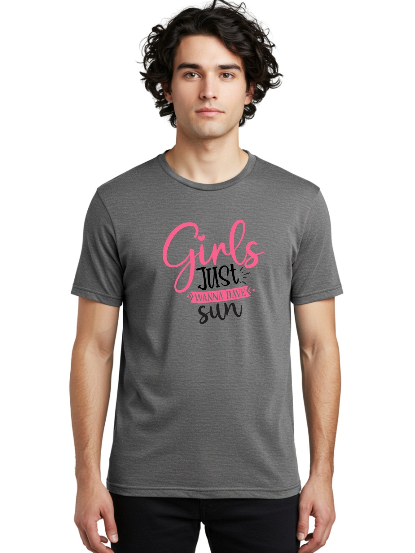 Girls-Just-Wanna-Have-Sun Men'S Graphic Tee, 100% Cotton, Comfortable Casual Summer Wear, Machine Washable, Summer Vibes, Sun Loving Girls, Girls Just Wanna Have Sun, Hand Lettering, Typography Art, Inspirational Quotes, Funny Sayings Aad405 23