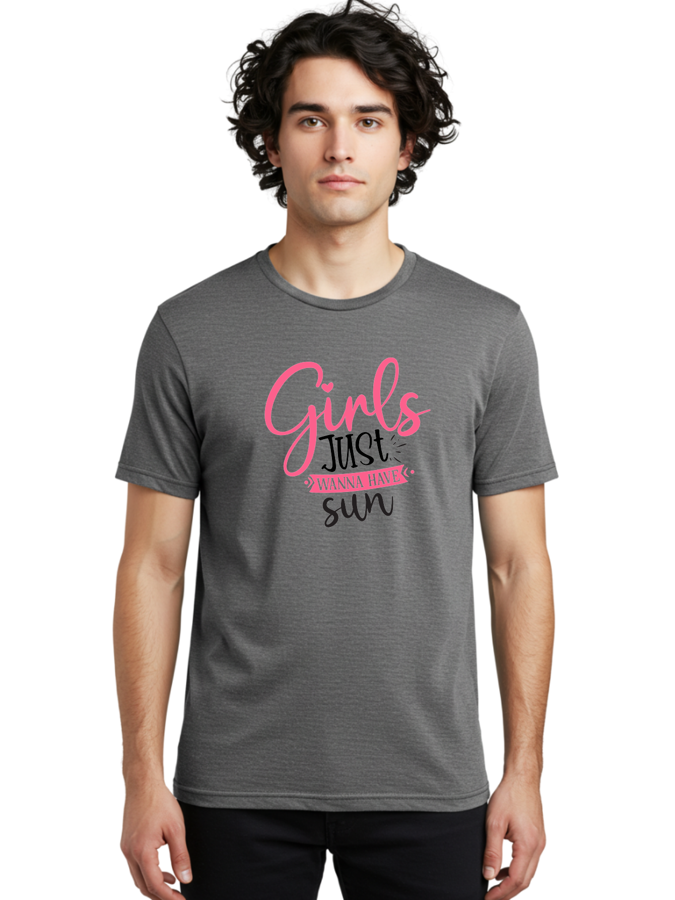 Girls-Just-Wanna-Have-Sun Men'S Graphic Tee, 100% Cotton, Comfortable Casual Summer Wear, Machine Washable, Summer Vibes, Sun Loving Girls, Girls Just Wanna Have Sun, Hand Lettering, Typography Art, Inspirational Quotes, Funny Sayings Aad405 16