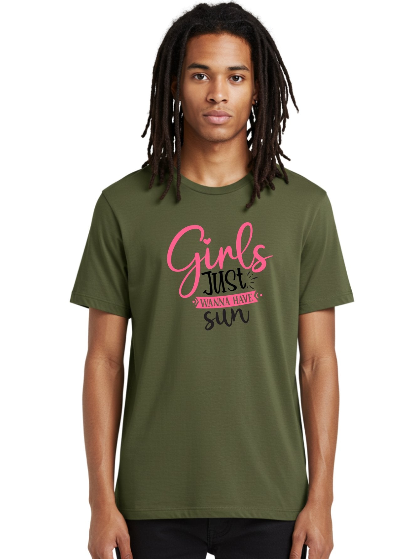 Girls-Just-Wanna-Have-Sun Men'S Graphic Tee, 100% Cotton, Comfortable Casual Summer Wear, Machine Washable, Summer Vibes, Sun Loving Girls, Girls Just Wanna Have Sun, Hand Lettering, Typography Art, Inspirational Quotes, Funny Sayings Aad405 21