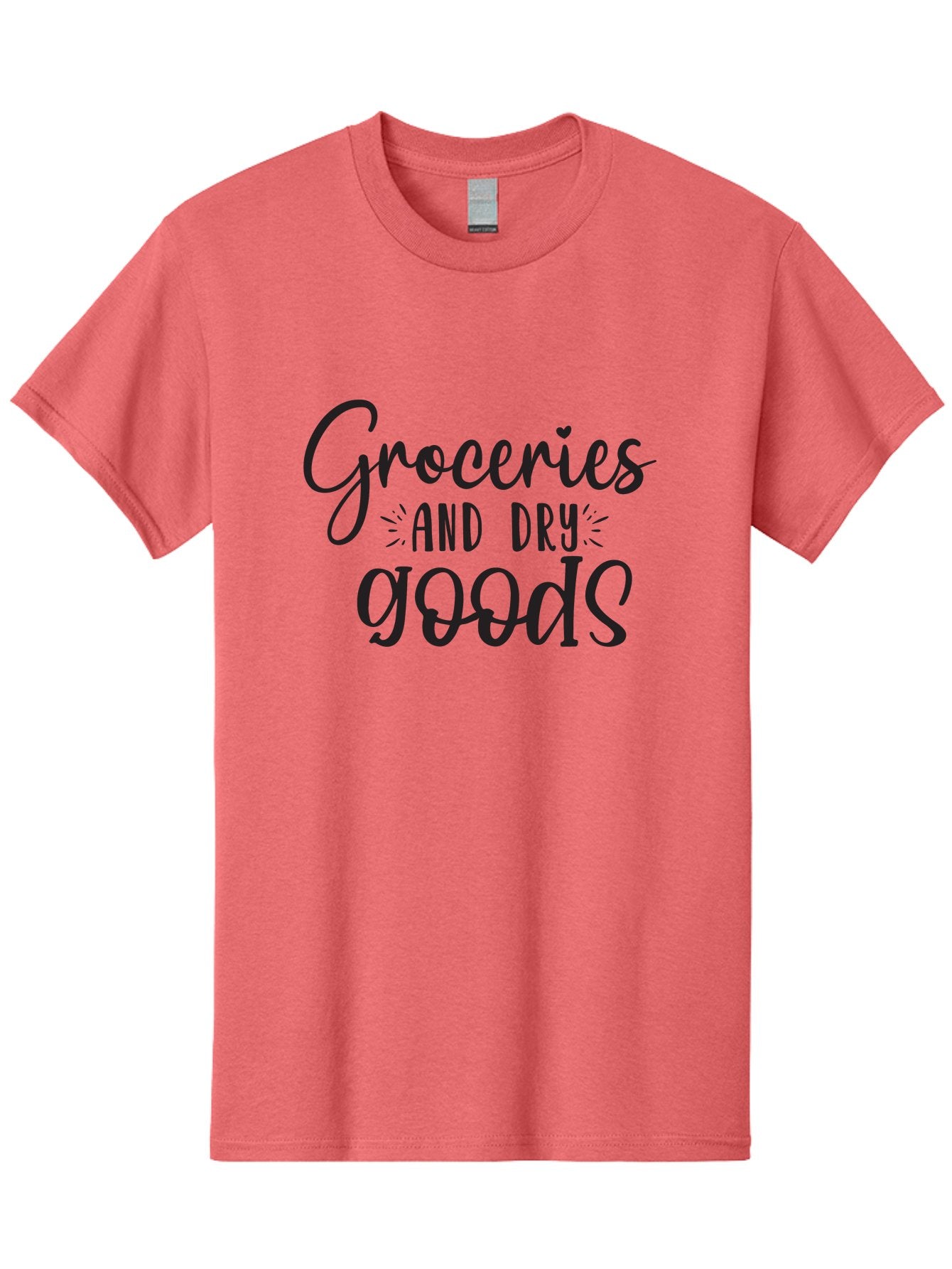 Groceries-And-Dry-Goods Men'S Graphic Tee, 100% Cotton, Comfortable Casual Summer Wear, Machine Washable, Grocery Shopping, Dry Goods, Food Essentials, Household Items, Store Signage, Shopping List, Grocery Store, Retail Signage, Aad407 9
