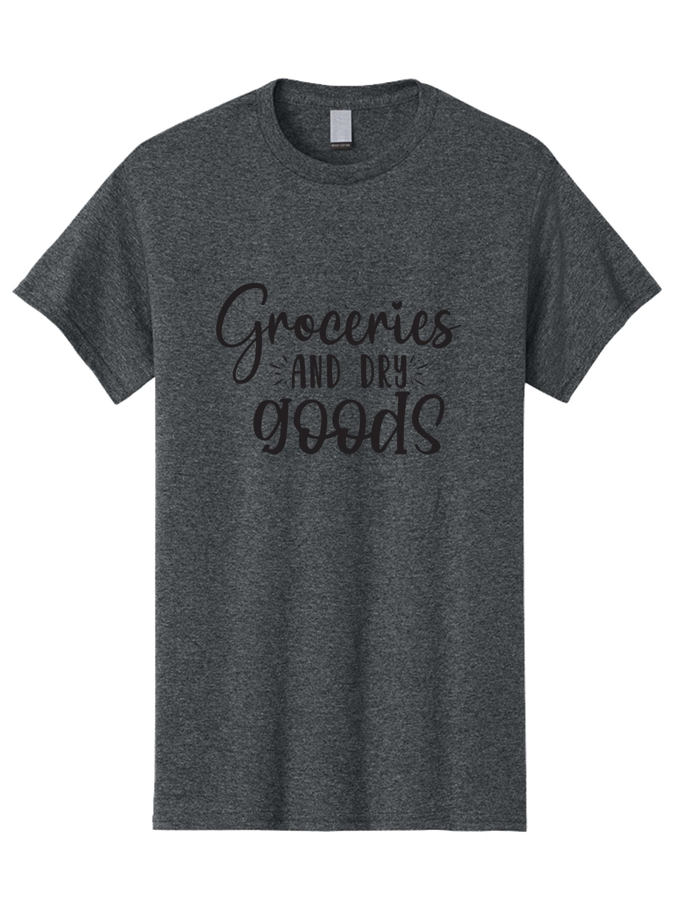 Groceries-And-Dry-Goods Men'S Graphic Tee, 100% Cotton, Comfortable Casual Summer Wear, Machine Washable, Grocery Shopping, Dry Goods, Food Essentials, Household Items, Store Signage, Shopping List, Grocery Store, Retail Signage, Aad407 15