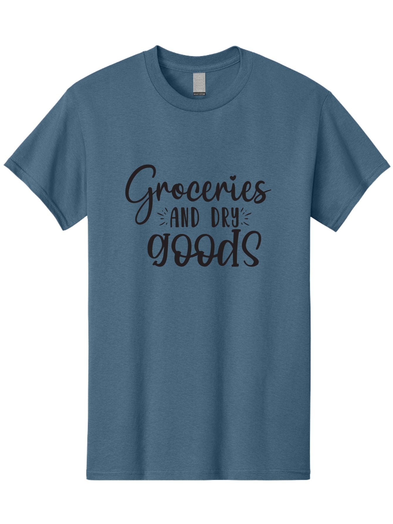Groceries-And-Dry-Goods Men'S Graphic Tee, 100% Cotton, Comfortable Casual Summer Wear, Machine Washable, Grocery Shopping, Dry Goods, Food Essentials, Household Items, Store Signage, Shopping List, Grocery Store, Retail Signage, Aad407 12