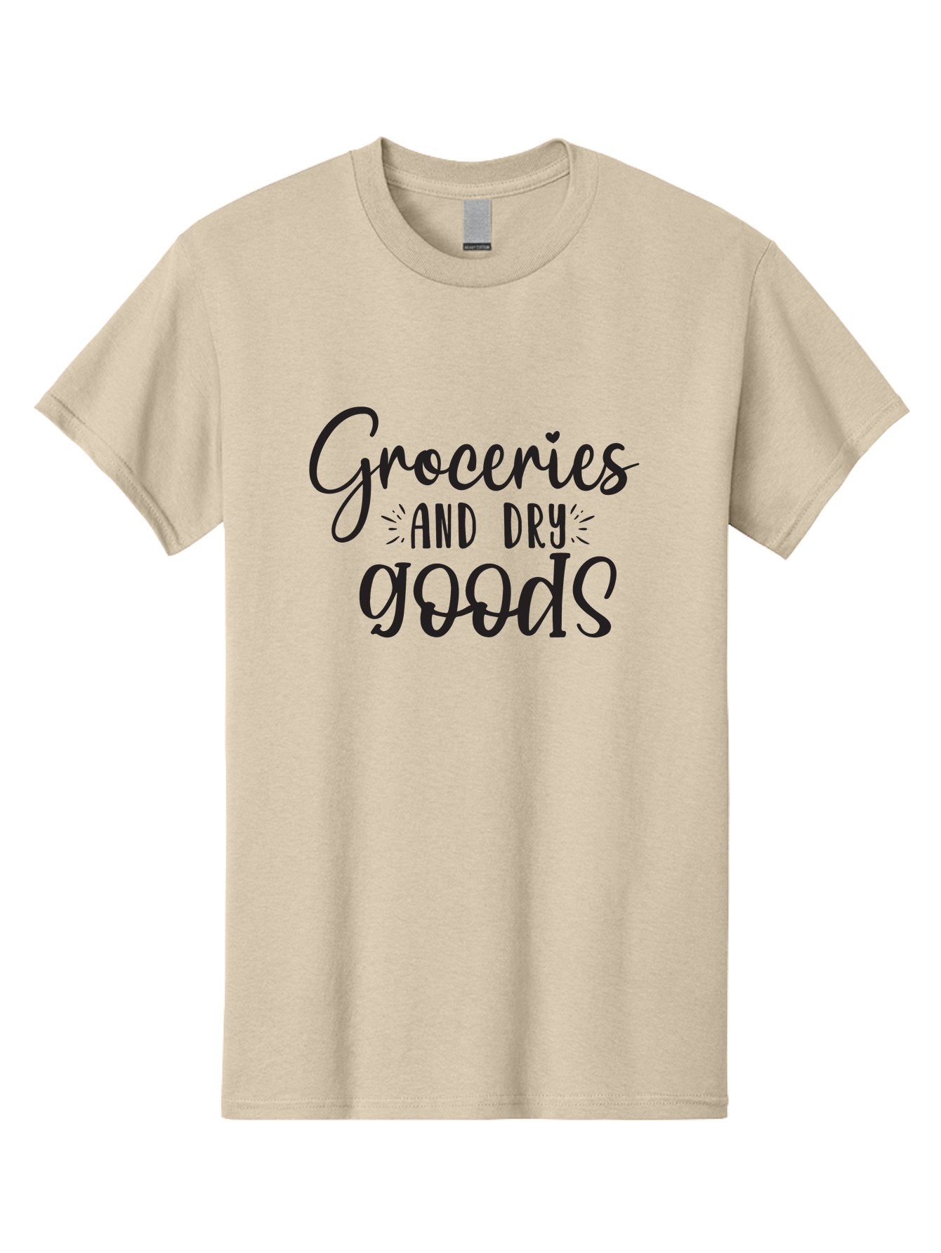 Groceries-And-Dry-Goods Men'S Graphic Tee, 100% Cotton, Comfortable Casual Summer Wear, Machine Washable, Grocery Shopping, Dry Goods, Food Essentials, Household Items, Store Signage, Shopping List, Grocery Store, Retail Signage, Aad407 10