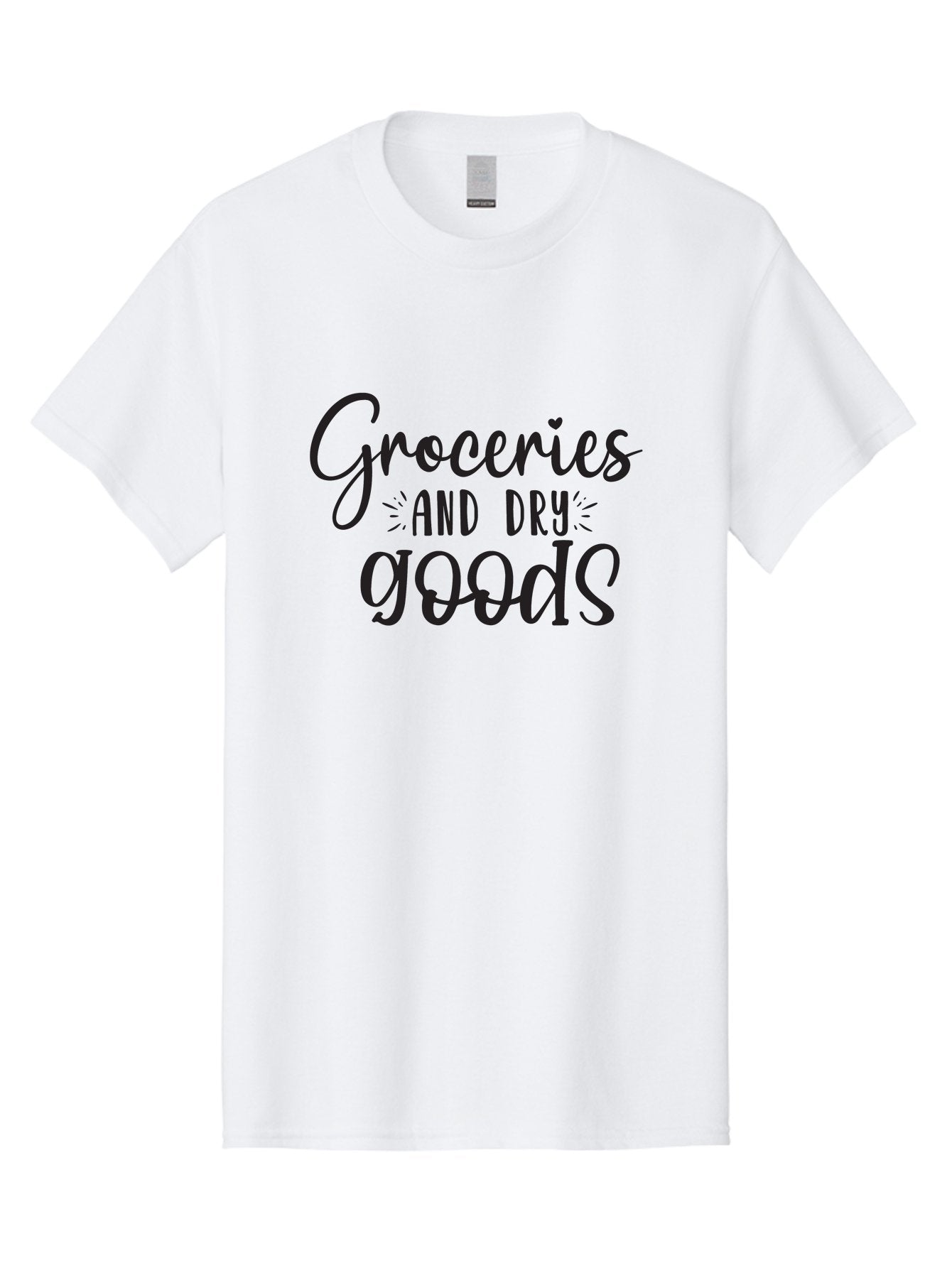 Groceries-And-Dry-Goods Men'S Graphic Tee, 100% Cotton, Comfortable Casual Summer Wear, Machine Washable, Grocery Shopping, Dry Goods, Food Essentials, Household Items, Store Signage, Shopping List, Grocery Store, Retail Signage, Aad407 11