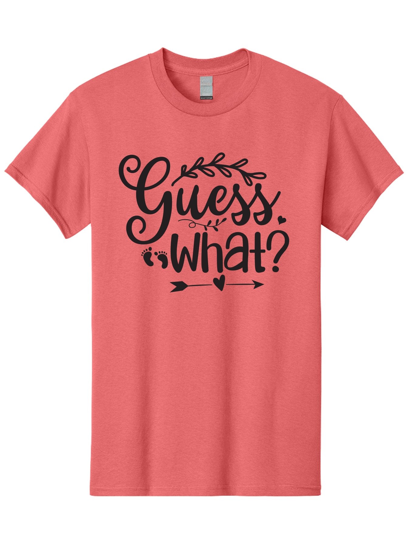 Guess-What Men'S Graphic Tee, 100% Cotton, Comfortable Casual Summer Wear, Machine Washable, Baby Announcement, Pregnancy Reveal, Baby Shower Invitation, New Arrival, Baby Feet, Arrow Design, Floral Wreath, Heart Symbol, Question Mark, Aad408 3