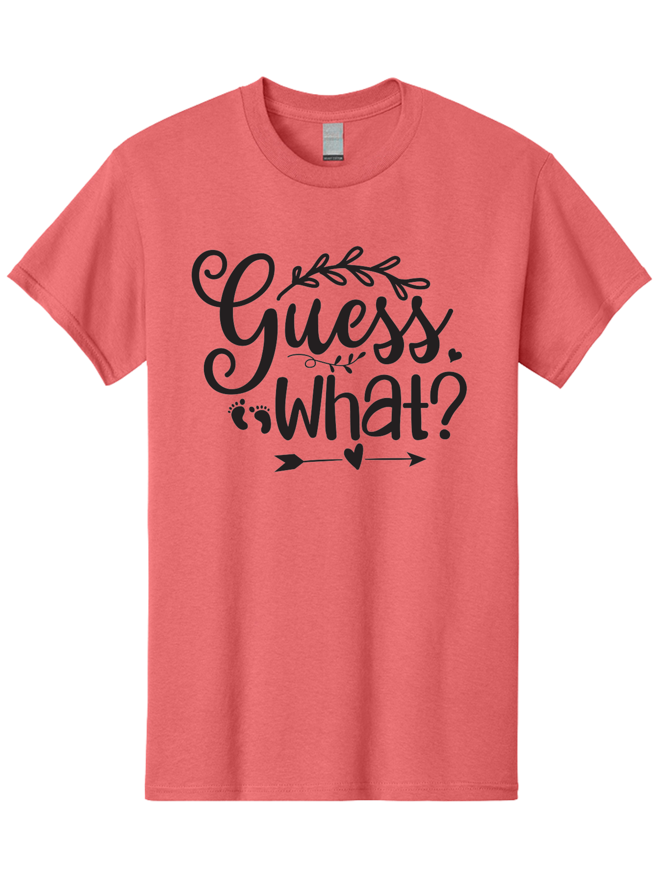 Guess-What Men'S Graphic Tee, 100% Cotton, Comfortable Casual Summer Wear, Machine Washable, Baby Announcement, Pregnancy Reveal, Baby Shower Invitation, New Arrival, Baby Feet, Arrow Design, Floral Wreath, Heart Symbol, Question Mark, Aad408 17