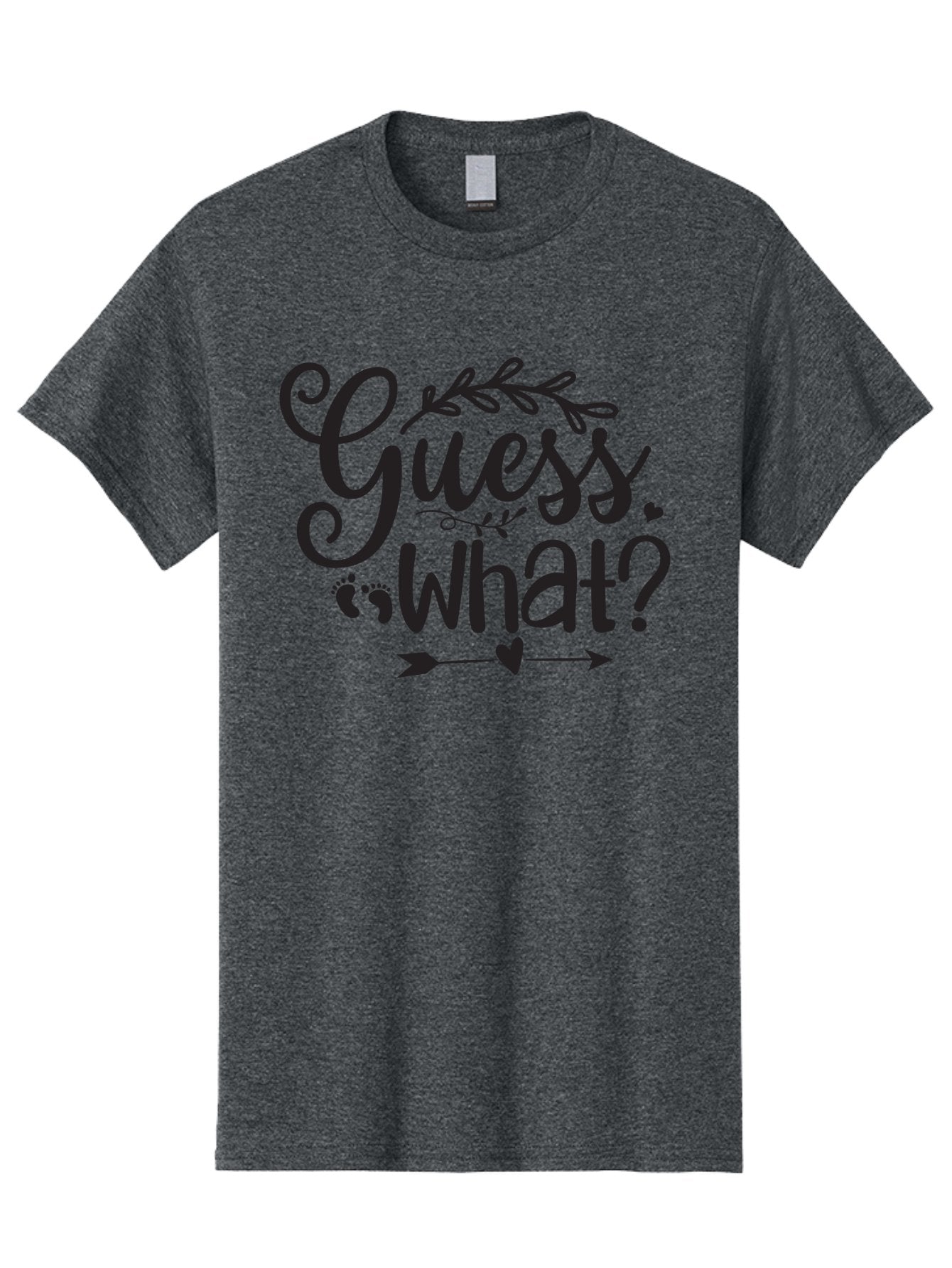 Guess-What Men'S Graphic Tee, 100% Cotton, Comfortable Casual Summer Wear, Machine Washable, Baby Announcement, Pregnancy Reveal, Baby Shower Invitation, New Arrival, Baby Feet, Arrow Design, Floral Wreath, Heart Symbol, Question Mark, Aad408 12