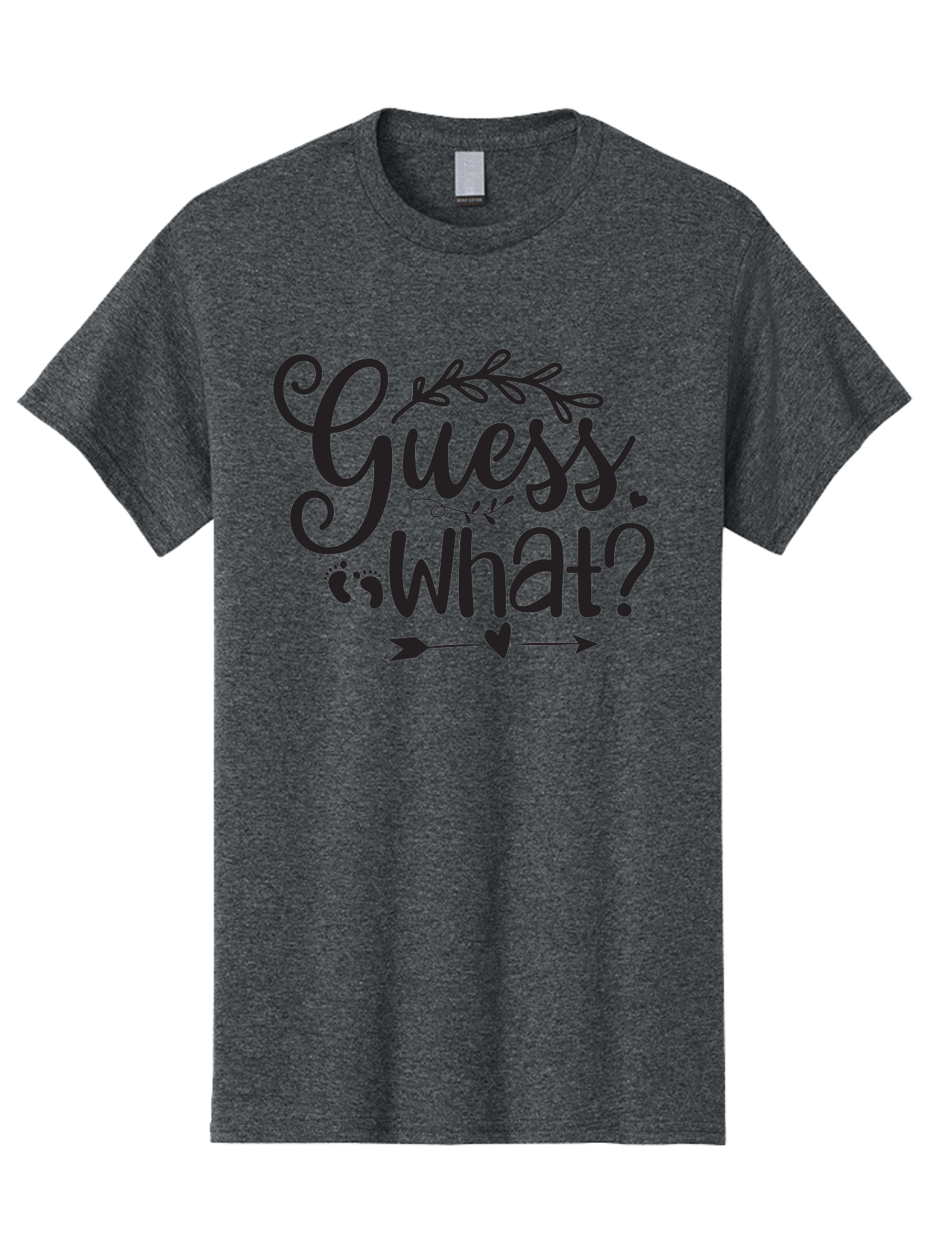 Guess-What Men'S Graphic Tee, 100% Cotton, Comfortable Casual Summer Wear, Machine Washable, Baby Announcement, Pregnancy Reveal, Baby Shower Invitation, New Arrival, Baby Feet, Arrow Design, Floral Wreath, Heart Symbol, Question Mark, Aad408 5