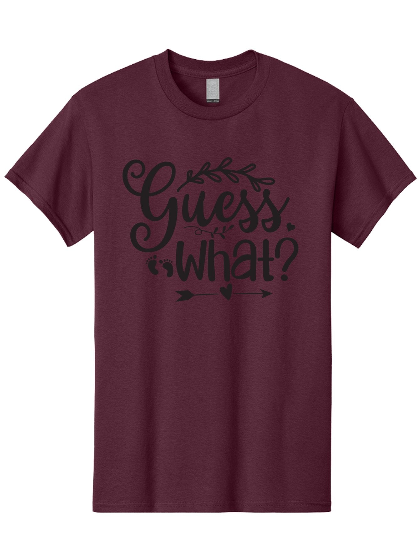Guess-What Men'S Graphic Tee, 100% Cotton, Comfortable Casual Summer Wear, Machine Washable, Baby Announcement, Pregnancy Reveal, Baby Shower Invitation, New Arrival, Baby Feet, Arrow Design, Floral Wreath, Heart Symbol, Question Mark, Aad408 4
