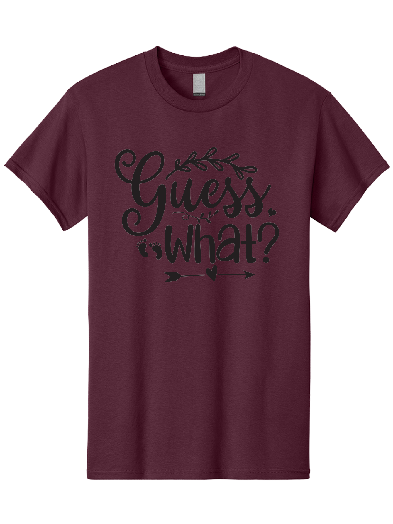 Guess-What Men'S Graphic Tee, 100% Cotton, Comfortable Casual Summer Wear, Machine Washable, Baby Announcement, Pregnancy Reveal, Baby Shower Invitation, New Arrival, Baby Feet, Arrow Design, Floral Wreath, Heart Symbol, Question Mark, Aad408 23