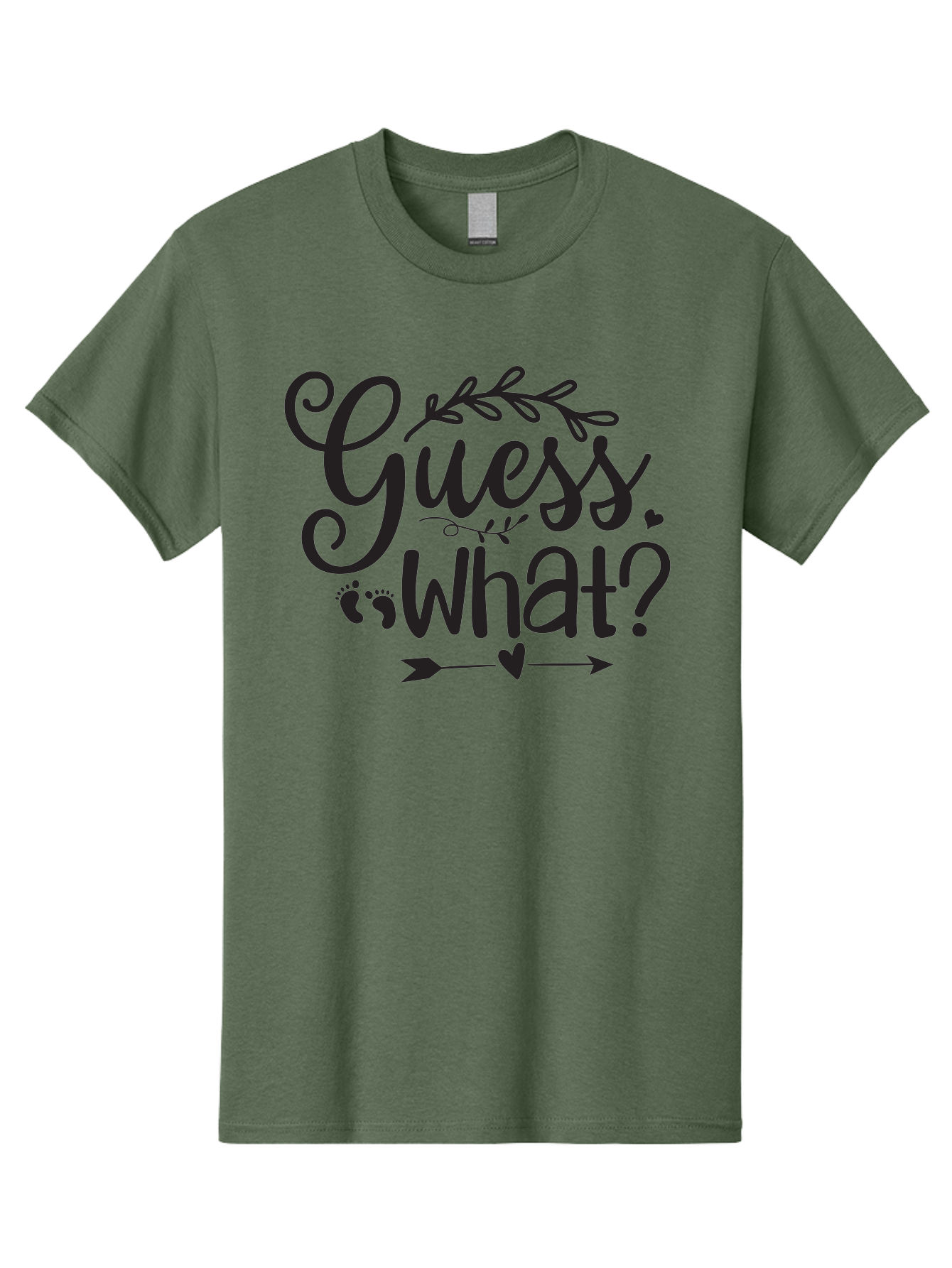 Guess-What Men'S Graphic Tee, 100% Cotton, Comfortable Casual Summer Wear, Machine Washable, Baby Announcement, Pregnancy Reveal, Baby Shower Invitation, New Arrival, Baby Feet, Arrow Design, Floral Wreath, Heart Symbol, Question Mark, Aad408 3