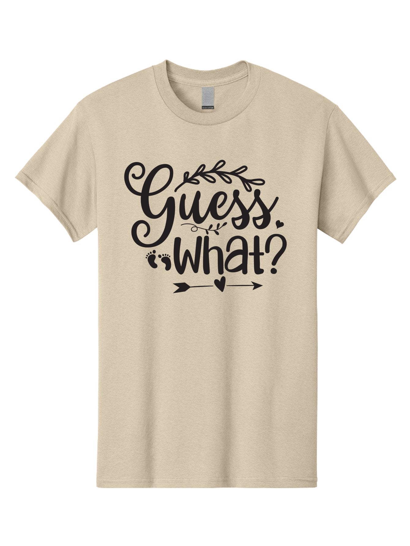 Guess-What Men'S Graphic Tee, 100% Cotton, Comfortable Casual Summer Wear, Machine Washable, Baby Announcement, Pregnancy Reveal, Baby Shower Invitation, New Arrival, Baby Feet, Arrow Design, Floral Wreath, Heart Symbol, Question Mark, Aad408 6