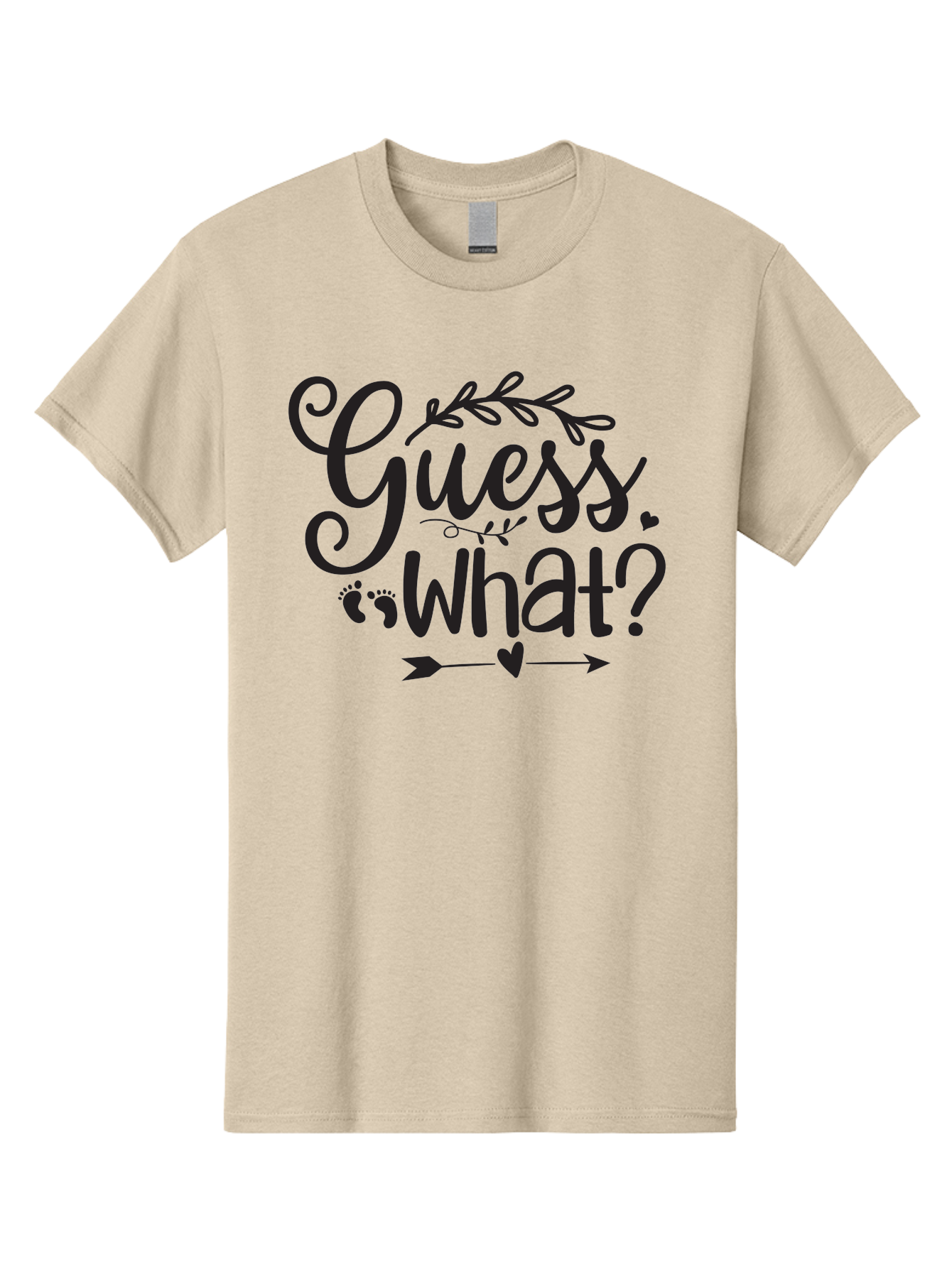 Guess-What Men'S Graphic Tee, 100% Cotton, Comfortable Casual Summer Wear, Machine Washable, Baby Announcement, Pregnancy Reveal, Baby Shower Invitation, New Arrival, Baby Feet, Arrow Design, Floral Wreath, Heart Symbol, Question Mark, Aad408 13