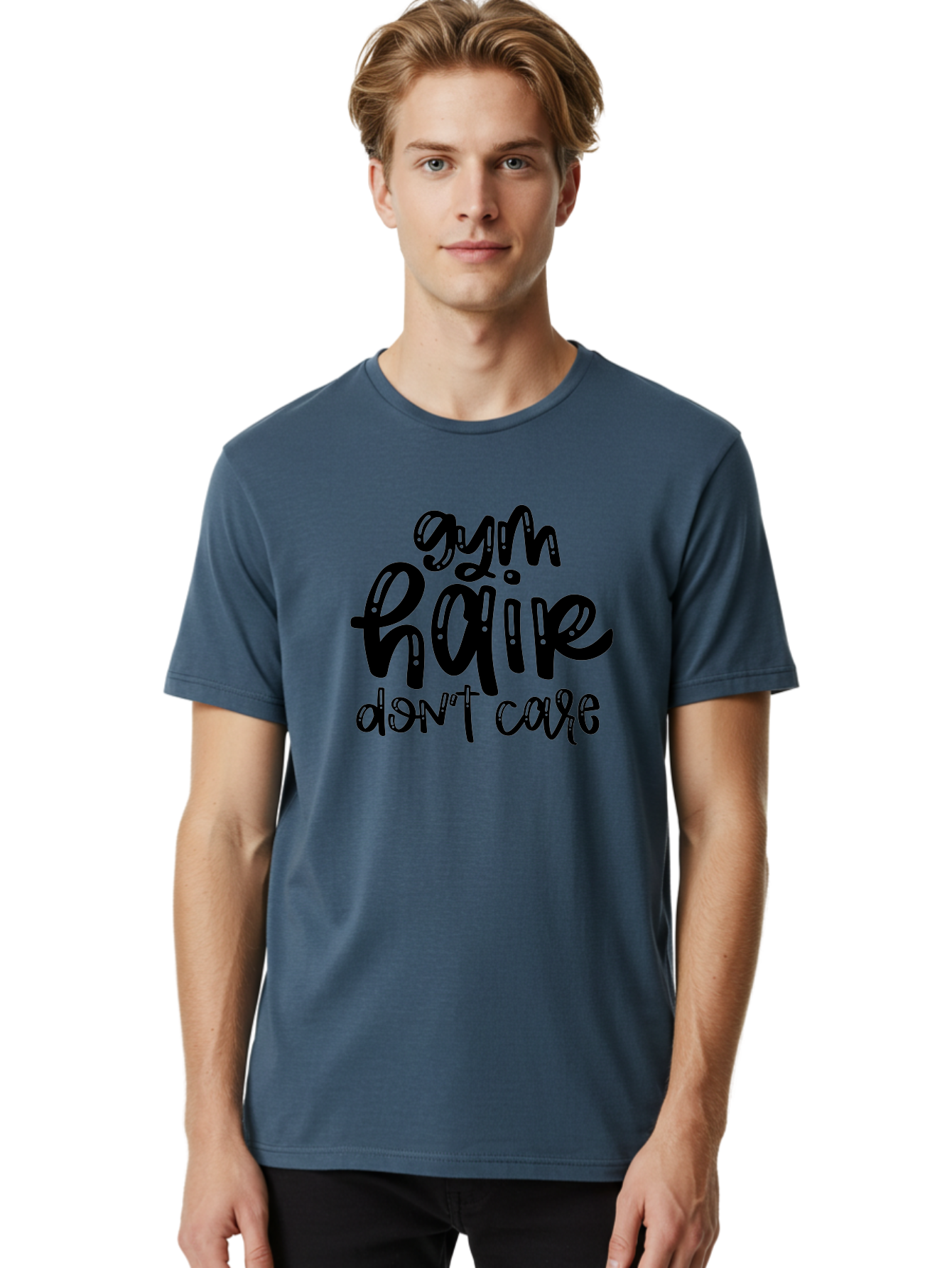 Gym-Hair-Don-T-Care Men'S Graphic Tee, 100% Cotton, Comfortable Casual Summer Wear, Machine Washable, Gym Hair Don’T Care, Fitness Motivation, Workout Inspiration, Funny Quotes, Fitness Humor, Motivational Quotes, Gym Culture Aad409 26