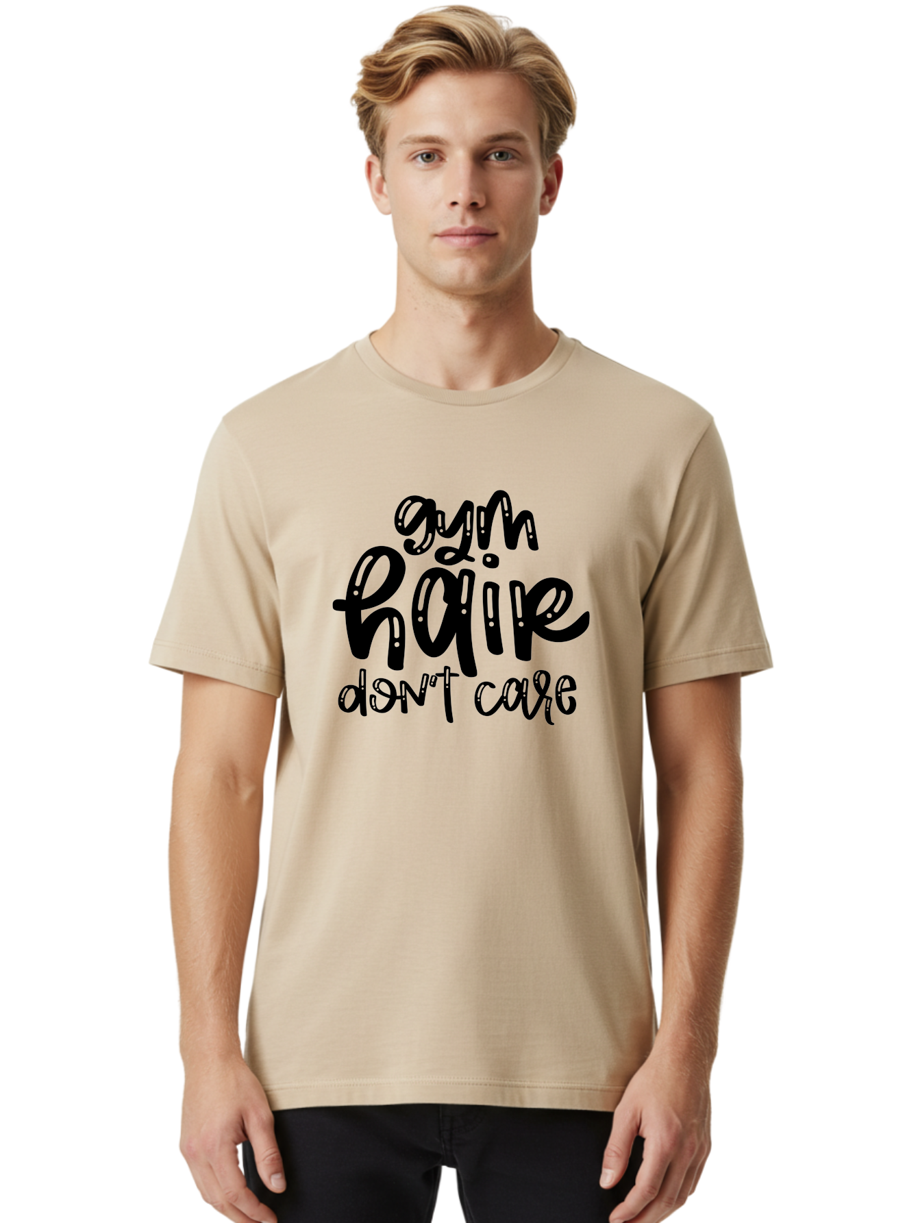 Gym-Hair-Don-T-Care Men'S Graphic Tee, 100% Cotton, Comfortable Casual Summer Wear, Machine Washable, Gym Hair Don’T Care, Fitness Motivation, Workout Inspiration, Funny Quotes, Fitness Humor, Motivational Quotes, Gym Culture Aad409 6