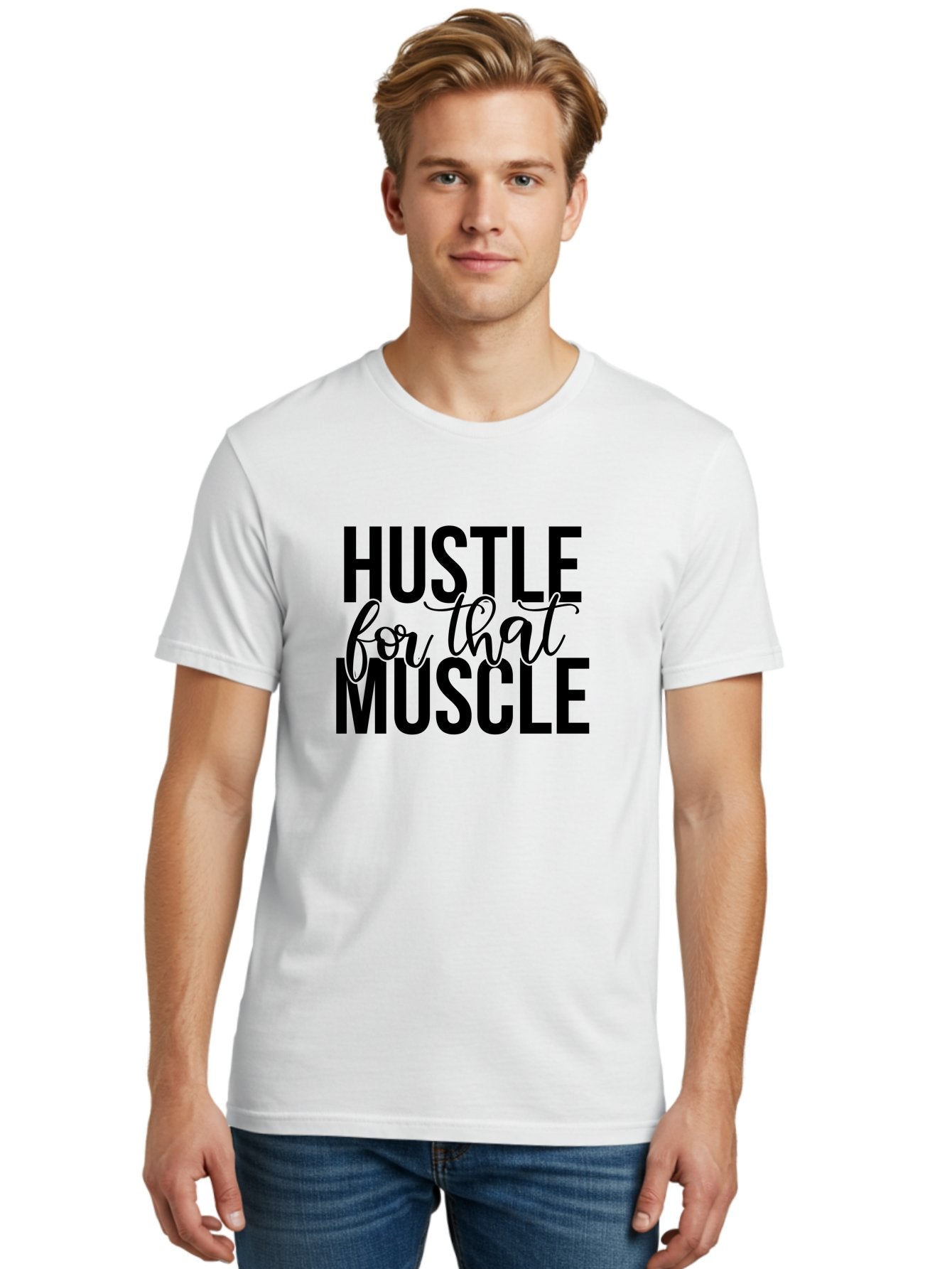 Hustle-For-That-Muscle Men'S Graphic Tee, 100% Cotton, Comfortable Casual Summer Wear, Machine Washable, Motivational Quote, Fitness Inspiration, Workout Motivation, Gym Motivation, Fitness Quotes, Bodybuilding, Weightlifting, Aad415 16