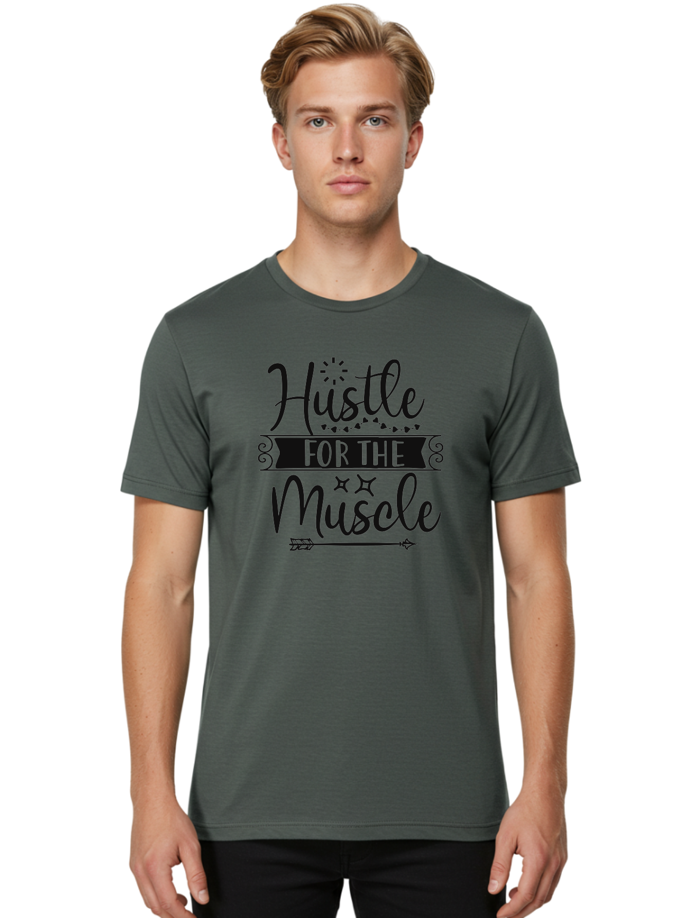 Hustle-For-The-Muscle Men'S Graphic Tee, 100% Cotton, Comfortable Casual Summer Wear, Machine Washable, Motivational Quote, Fitness Inspiration, Gym Motivation, Workout Encouragement, Hustle Culture, Muscle Gain, Fitness Quotes Aad416 10