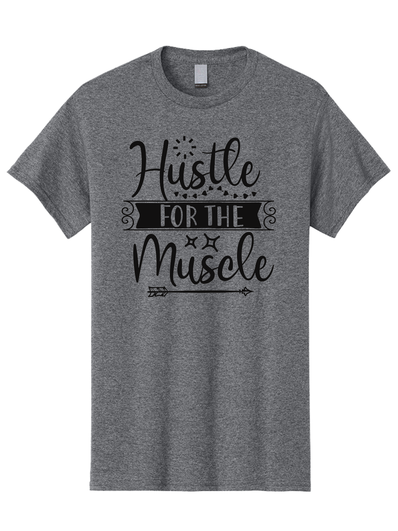 Hustle-For-The-Muscle Men'S Graphic Tee, 100% Cotton, Comfortable Casual Summer Wear, Machine Washable, Motivational Quote, Fitness Inspiration, Gym Motivation, Workout Encouragement, Hustle Culture, Muscle Gain, Fitness Quotes Aad416