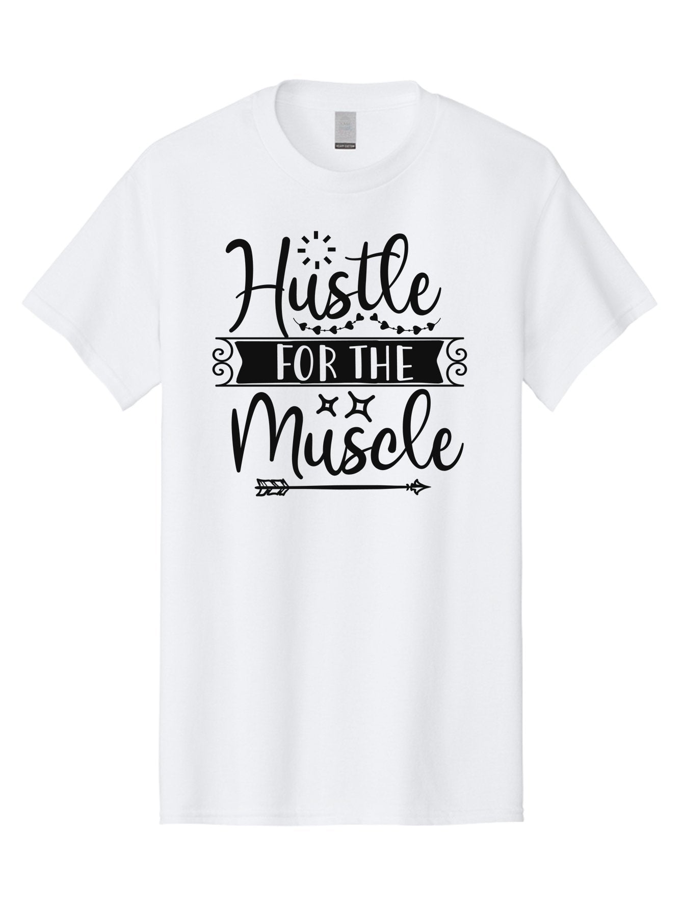 Hustle-For-The-Muscle Men'S Graphic Tee, 100% Cotton, Comfortable Casual Summer Wear, Machine Washable, Motivational Quote, Fitness Inspiration, Gym Motivation, Workout Encouragement, Hustle Culture, Muscle Gain, Fitness Quotes Aad416
