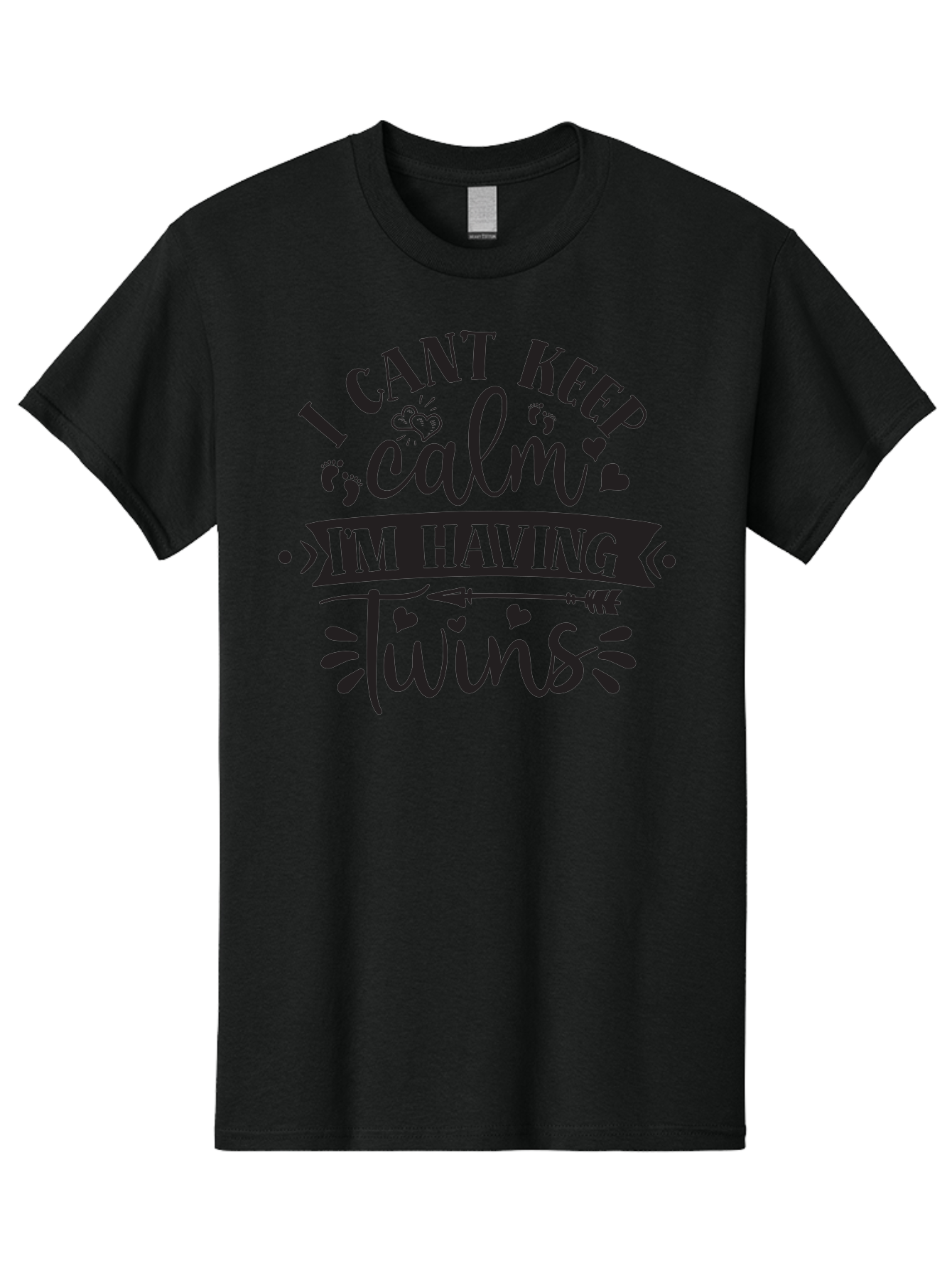 I-Cant-Keep-Calm-Im-Having-Twins Men'S Graphic Tee, 100% Cotton, Comfortable Casual Summer Wear, Machine Washable, Twin Pregnancy Announcement, Calm Design Parody, Having Twins, Pregnancy Reveal, Baby Feet, Hearts, Arrow, Playful Typography, Aad417 9