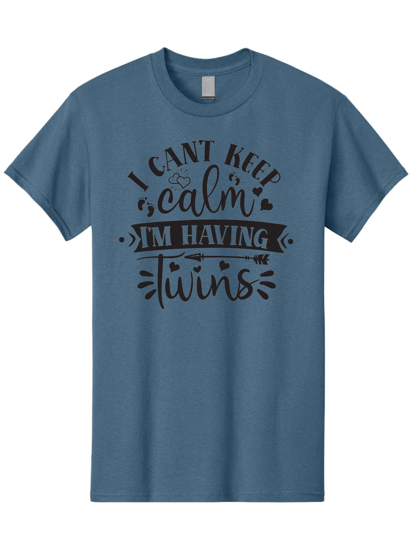 I-Cant-Keep-Calm-Im-Having-Twins Men'S Graphic Tee, 100% Cotton, Comfortable Casual Summer Wear, Machine Washable, Twin Pregnancy Announcement, Calm Design Parody, Having Twins, Pregnancy Reveal, Baby Feet, Hearts, Arrow, Playful Typography, Aad417 13