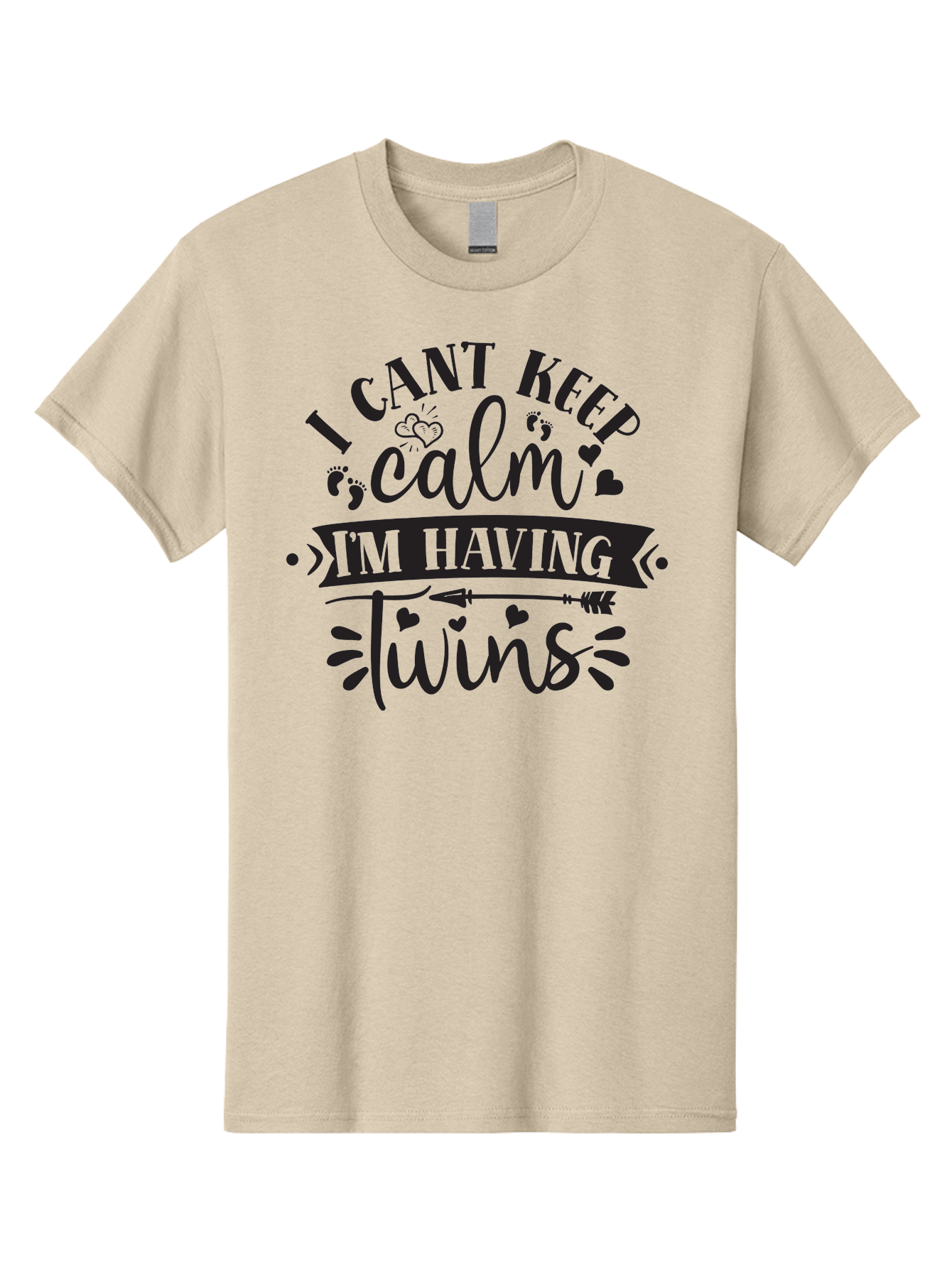 I-Cant-Keep-Calm-Im-Having-Twins Men'S Graphic Tee, 100% Cotton, Comfortable Casual Summer Wear, Machine Washable, Twin Pregnancy Announcement, Calm Design Parody, Having Twins, Pregnancy Reveal, Baby Feet, Hearts, Arrow, Playful Typography, Aad417 11