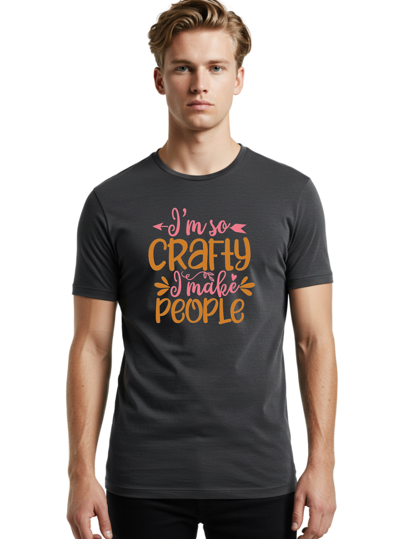 I-M-So-Crafty-I-Make-People Men'S Graphic Tee, 100% Cotton, Comfortable Casual Summer Wear, Machine Washable, Crafty Quote, Handmade Humor, Diy Inspiration, Crafting Passion, Creative Quote, Funny Crafting Sayings, Crafty People, Aad424 4