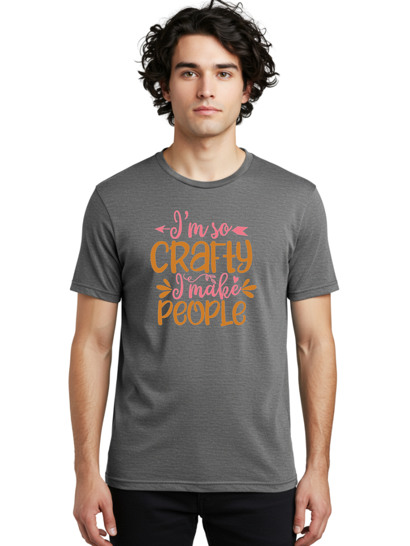 I-M-So-Crafty-I-Make-People Men'S Graphic Tee, 100% Cotton, Comfortable Casual Summer Wear, Machine Washable, Crafty Quote, Handmade Humor, Diy Inspiration, Crafting Passion, Creative Quote, Funny Crafting Sayings, Crafty People, Aad424 30