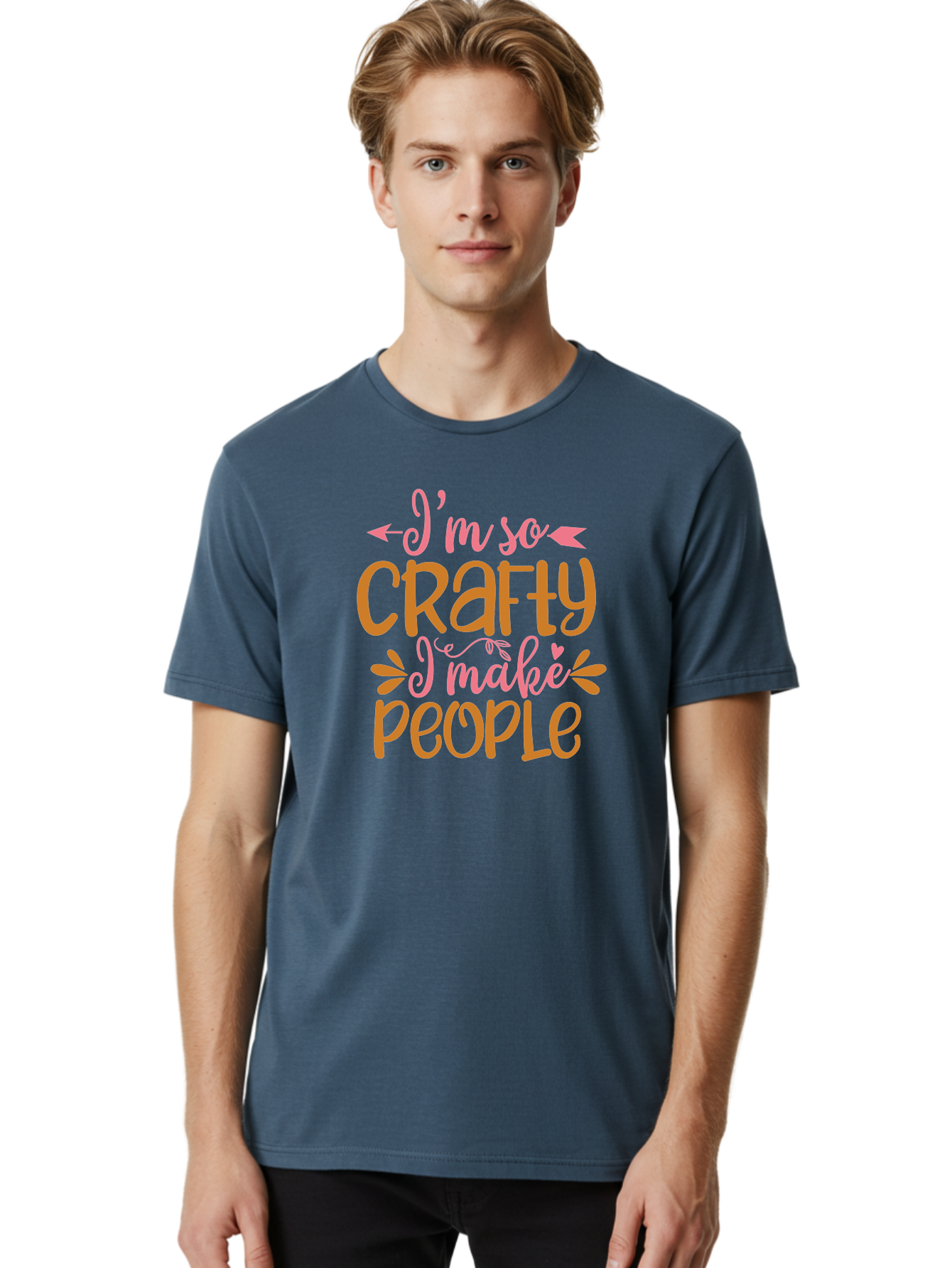 I-M-So-Crafty-I-Make-People Men'S Graphic Tee, 100% Cotton, Comfortable Casual Summer Wear, Machine Washable, Crafty Quote, Handmade Humor, Diy Inspiration, Crafting Passion, Creative Quote, Funny Crafting Sayings, Crafty People, Aad424 12
