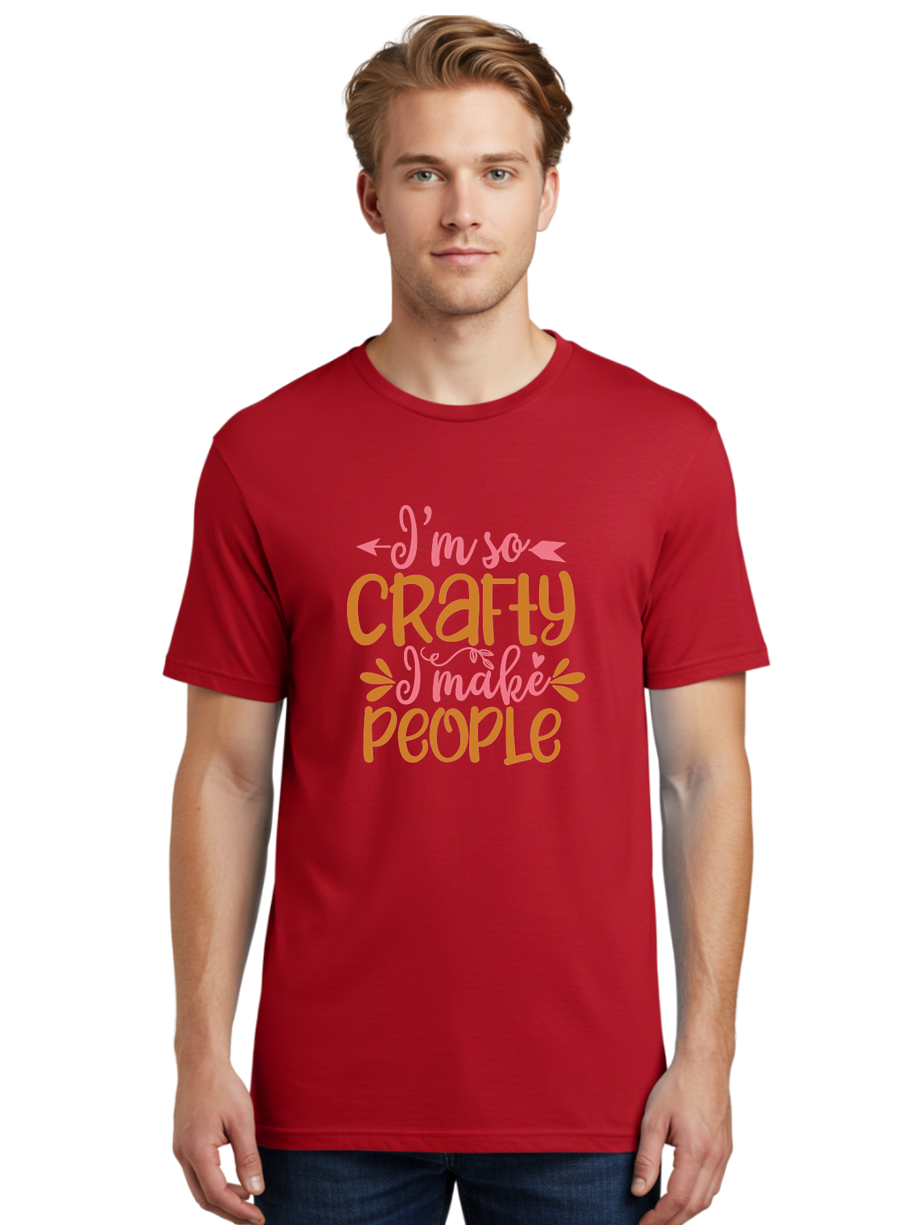 I-M-So-Crafty-I-Make-People Men'S Graphic Tee, 100% Cotton, Comfortable Casual Summer Wear, Machine Washable, Crafty Quote, Handmade Humor, Diy Inspiration, Crafting Passion, Creative Quote, Funny Crafting Sayings, Crafty People, Aad424 8
