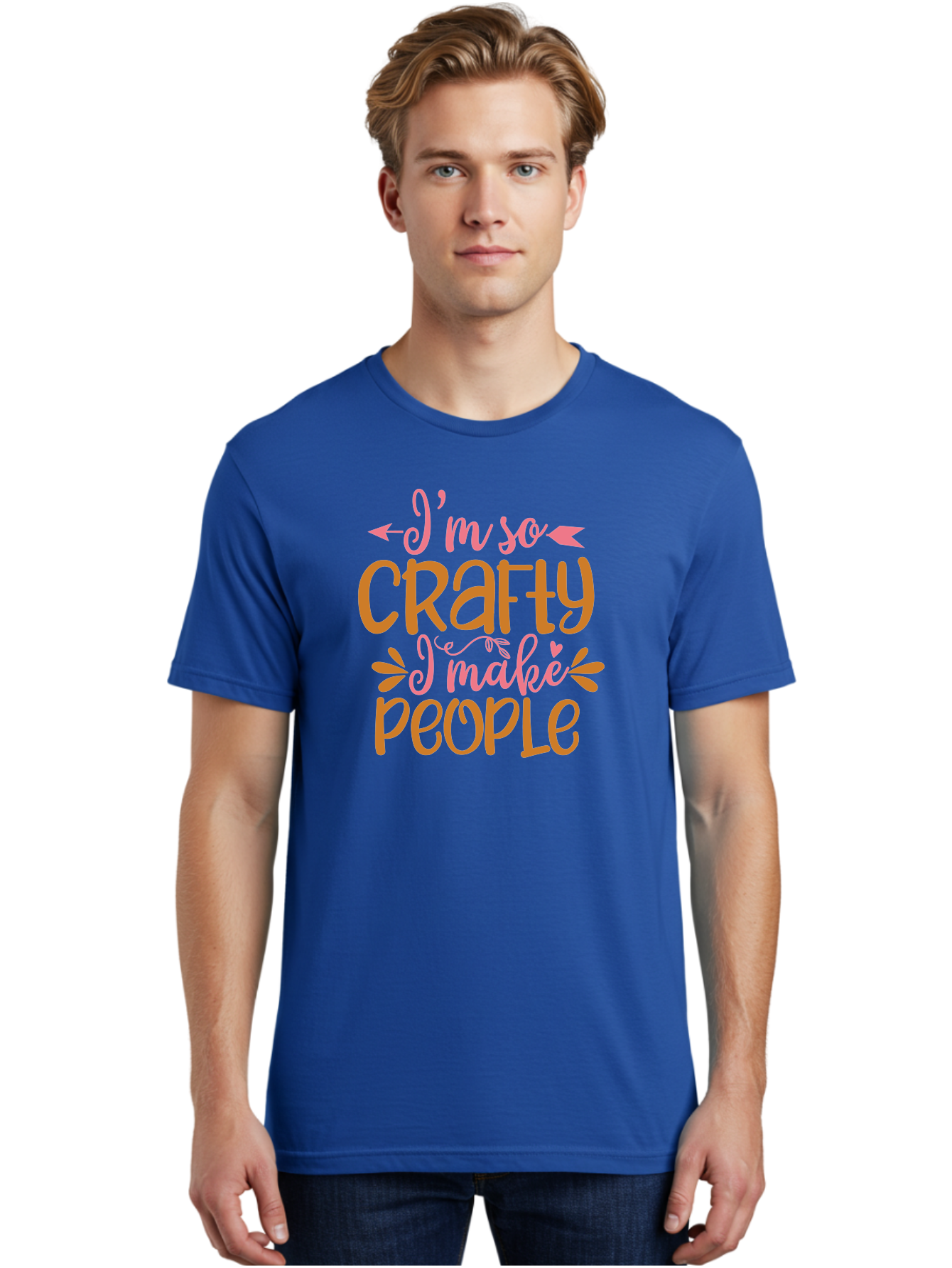 I-M-So-Crafty-I-Make-People Men'S Graphic Tee, 100% Cotton, Comfortable Casual Summer Wear, Machine Washable, Crafty Quote, Handmade Humor, Diy Inspiration, Crafting Passion, Creative Quote, Funny Crafting Sayings, Crafty People, Aad424 28