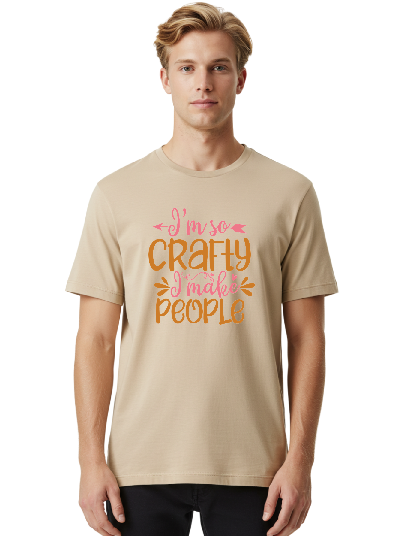 I-M-So-Crafty-I-Make-People Men'S Graphic Tee, 100% Cotton, Comfortable Casual Summer Wear, Machine Washable, Crafty Quote, Handmade Humor, Diy Inspiration, Crafting Passion, Creative Quote, Funny Crafting Sayings, Crafty People, Aad424 16