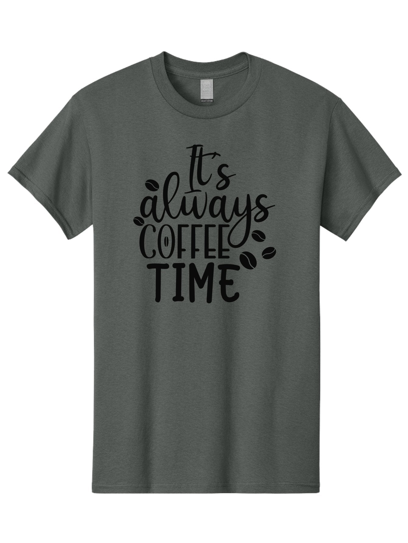It-S-Always-Coffee-Time Men'S Graphic Tee, 100% Cotton, Comfortable Casual Summer Wear, Machine Washable, Coffee Time, Coffee Lovers, Coffee Break, Coffee Quote, Coffee Inspiration, Coffee Culture, Coffee Phrase, Coffee Art Aad427 6
