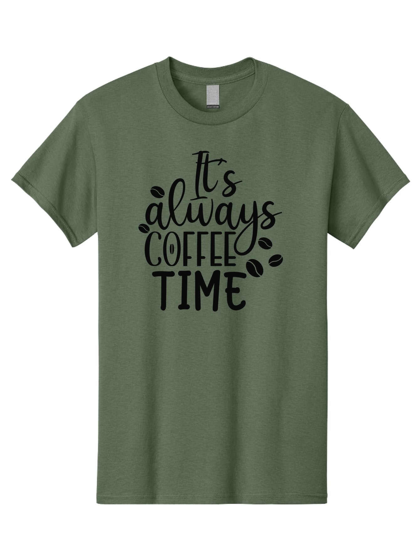 It-S-Always-Coffee-Time Men'S Graphic Tee, 100% Cotton, Comfortable Casual Summer Wear, Machine Washable, Coffee Time, Coffee Lovers, Coffee Break, Coffee Quote, Coffee Inspiration, Coffee Culture, Coffee Phrase, Coffee Art Aad427 3