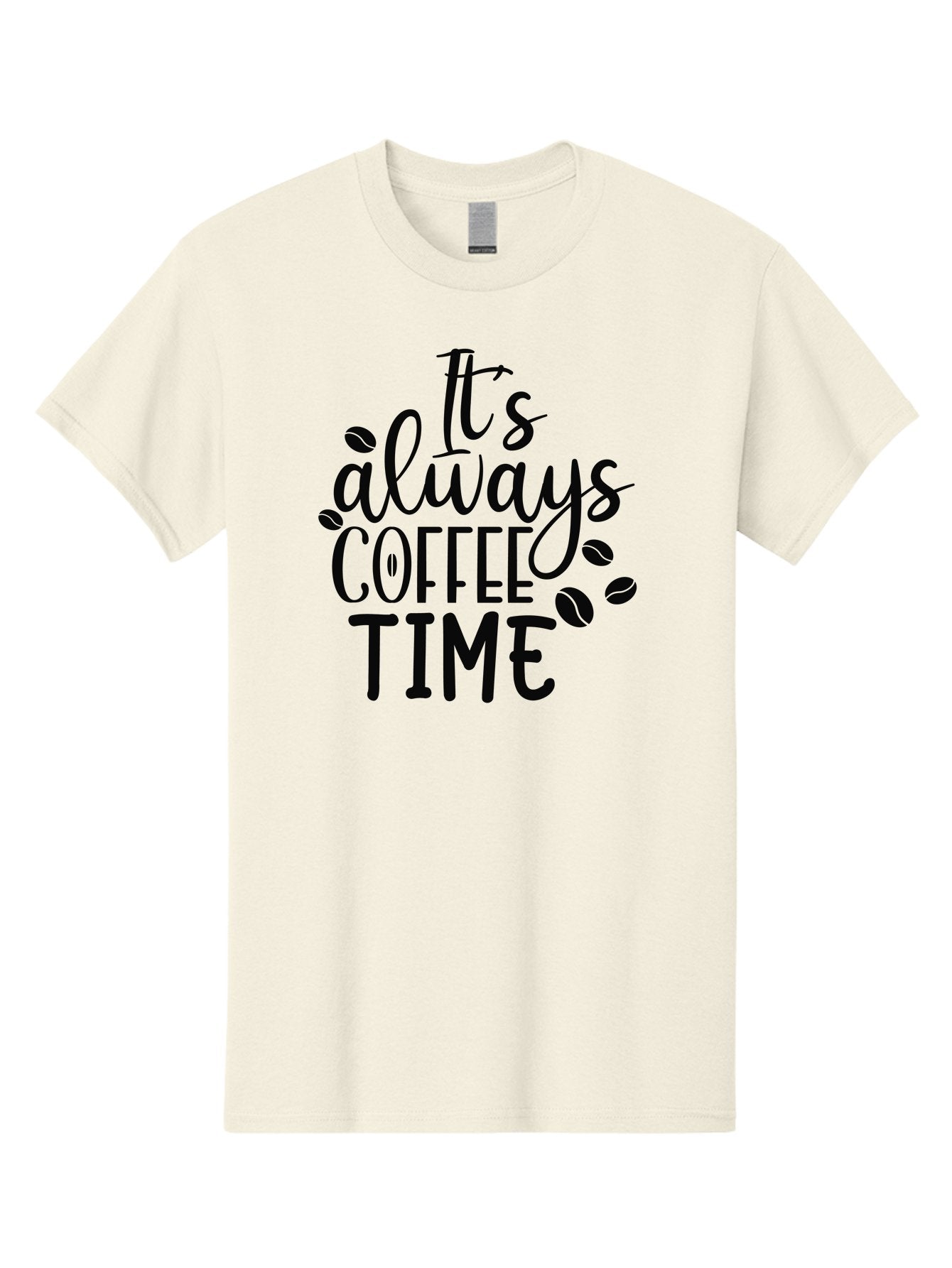 It-S-Always-Coffee-Time Men'S Graphic Tee, 100% Cotton, Comfortable Casual Summer Wear, Machine Washable, Coffee Time, Coffee Lovers, Coffee Break, Coffee Quote, Coffee Inspiration, Coffee Culture, Coffee Phrase, Coffee Art Aad427