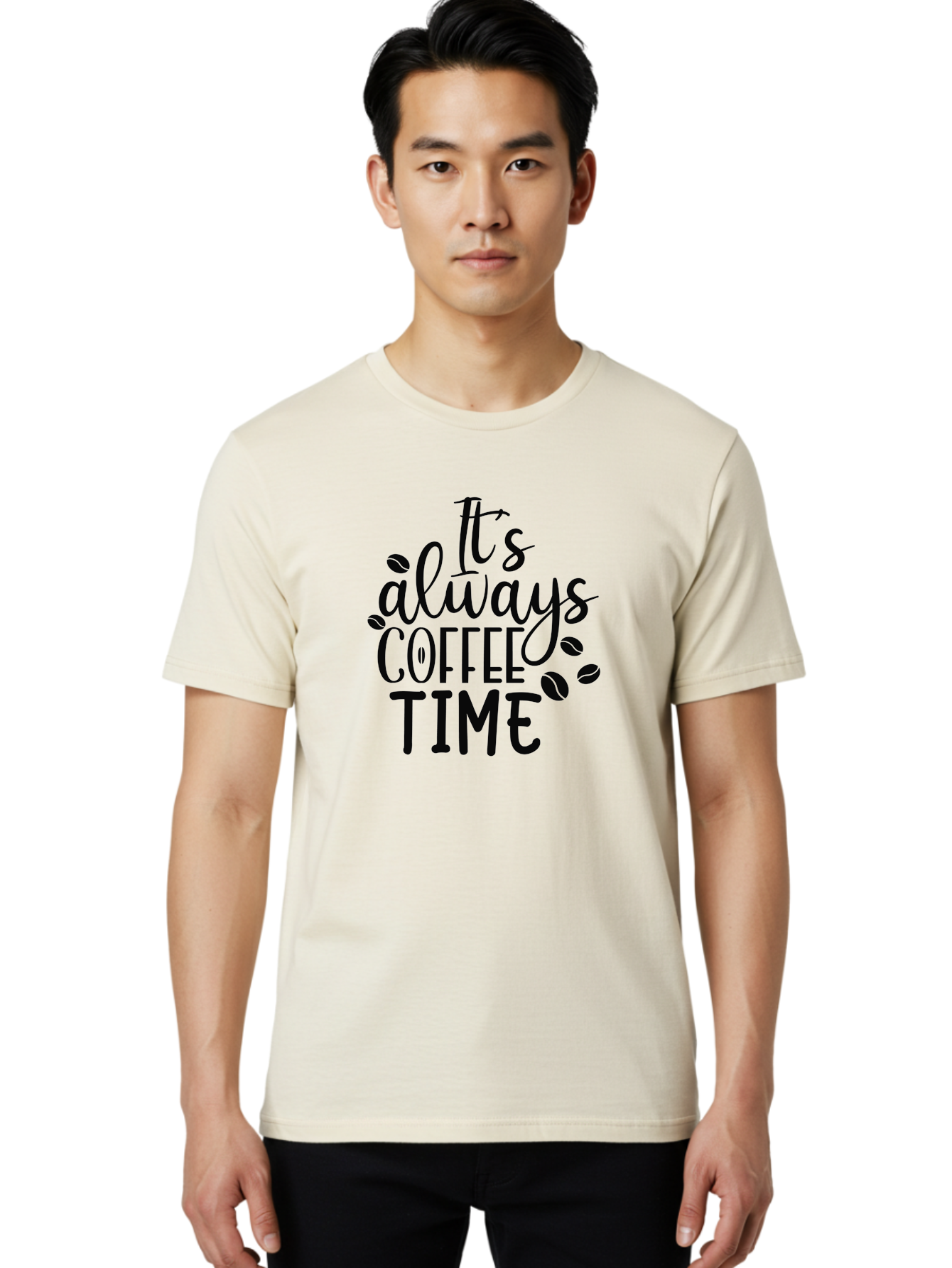 It-S-Always-Coffee-Time Men'S Graphic Tee, 100% Cotton, Comfortable Casual Summer Wear, Machine Washable, Coffee Time, Coffee Lovers, Coffee Break, Coffee Quote, Coffee Inspiration, Coffee Culture, Coffee Phrase, Coffee Art Aad427 20