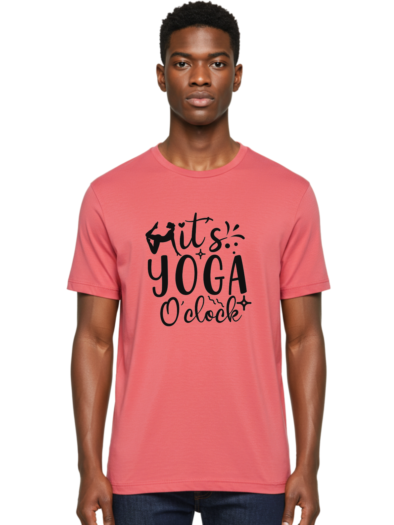 It-S-Yoga-O-Clock Men'S Graphic Tee, 100% Cotton, Comfortable Casual Summer Wear, Machine Washable, Yoga Inspiration, Motivational Quote, Wellness Quote, Mindfulness, Yoga Practice, Positive Affirmation, Fitness Motivation, Yoga Love, Aad428 30