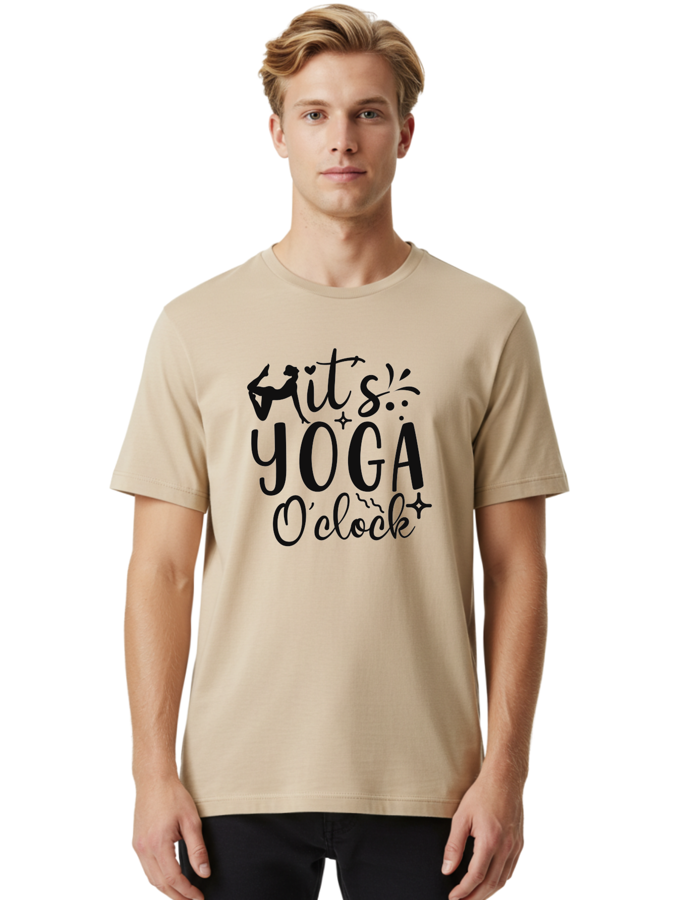 It-S-Yoga-O-Clock Men'S Graphic Tee, 100% Cotton, Comfortable Casual Summer Wear, Machine Washable, Yoga Inspiration, Motivational Quote, Wellness Quote, Mindfulness, Yoga Practice, Positive Affirmation, Fitness Motivation, Yoga Love, Aad428