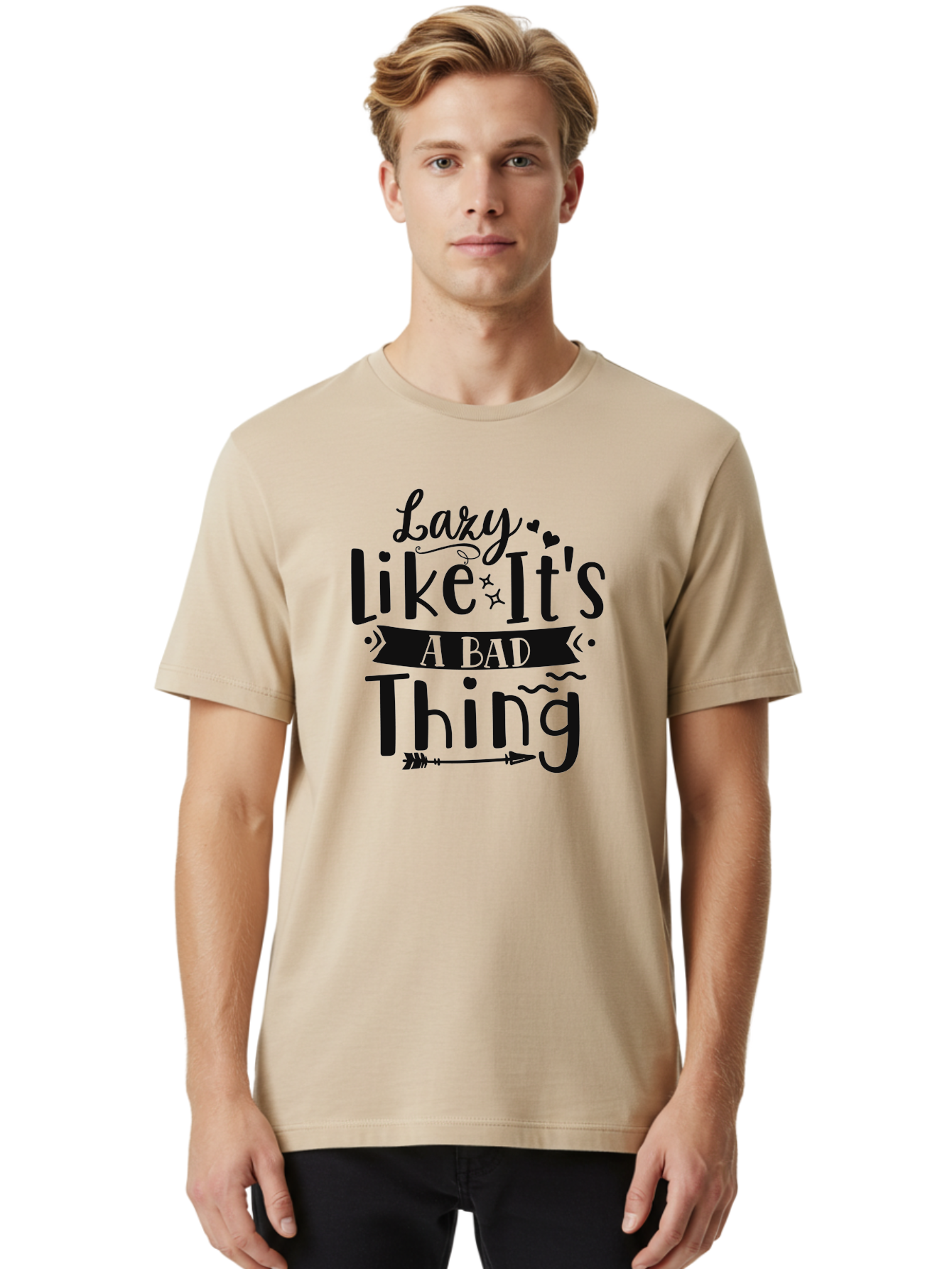 Lazy-Like-It-S-A-Bad-Thing Men'S Graphic Tee, 100% Cotton, Comfortable Casual Summer Wear, Machine Washable, Funny Quote, Lazy Humor, Motivational Phrase, Inspirational Saying, Novelty Graphic, Witty Text, Lazy Day Vibes, Relaxed Attitude Aad429 14