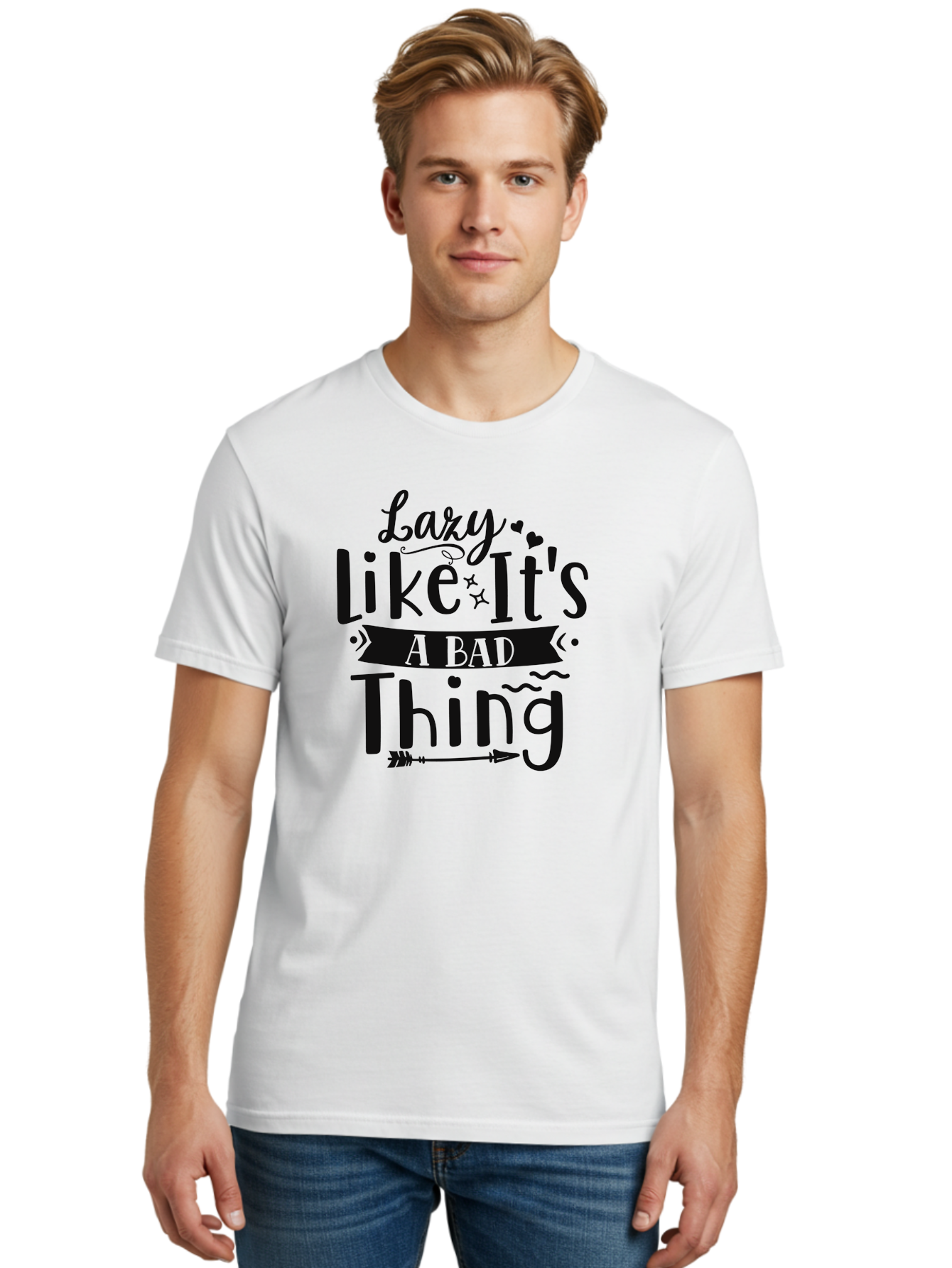 Lazy-Like-It-S-A-Bad-Thing Men'S Graphic Tee, 100% Cotton, Comfortable Casual Summer Wear, Machine Washable, Funny Quote, Lazy Humor, Motivational Phrase, Inspirational Saying, Novelty Graphic, Witty Text, Lazy Day Vibes, Relaxed Attitude Aad429 8