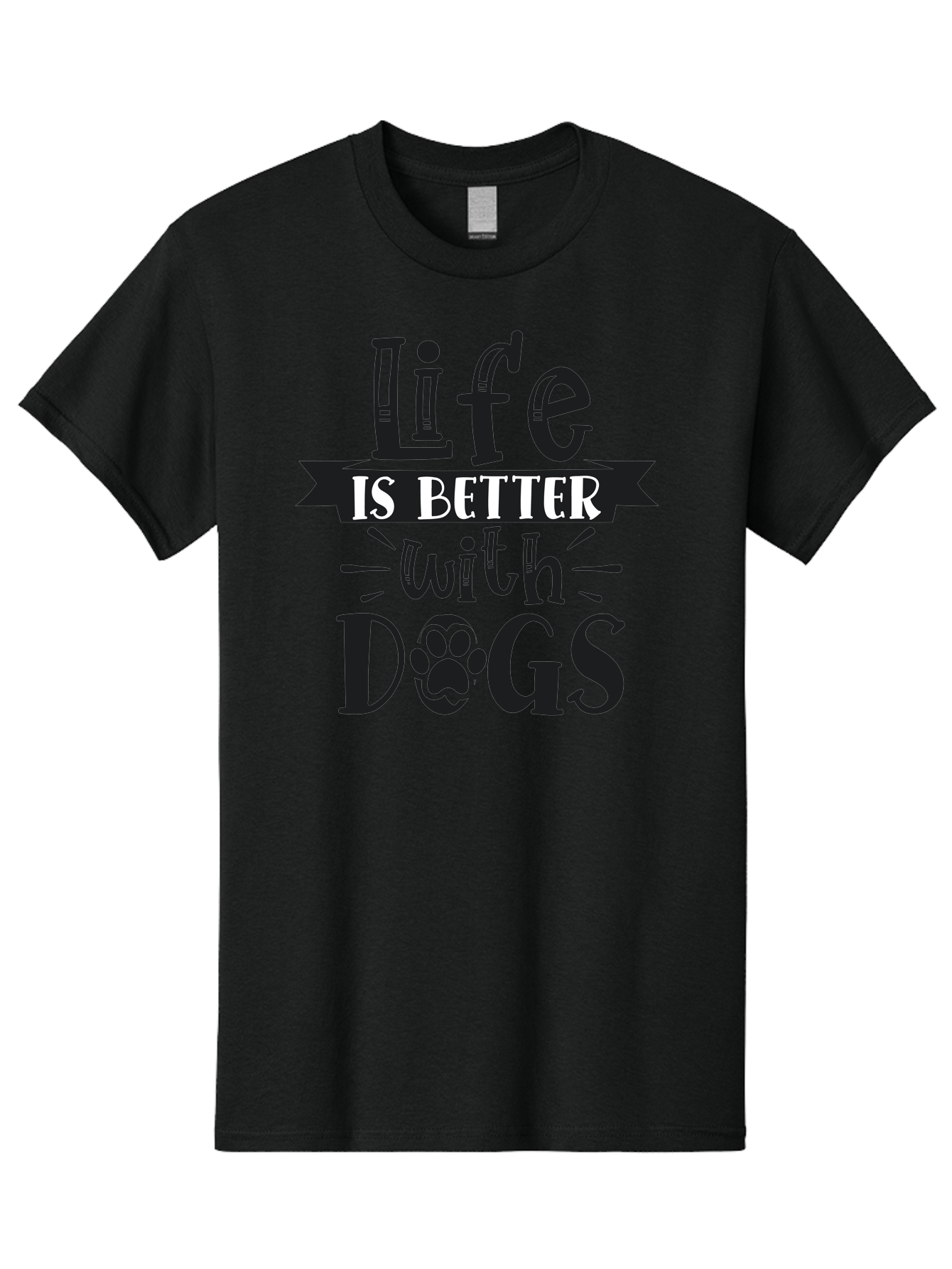 Life-Is-Better-With-Dogs Men'S Graphic Tee, 100% Cotton, Comfortable Casual Summer Wear, Machine Washable, Dog Lover Quote, Inspirational Quote, Pet Love, Dog Quote, Dog Mom, Dog Dad, Animal Lover, Paw Print Aad431 25