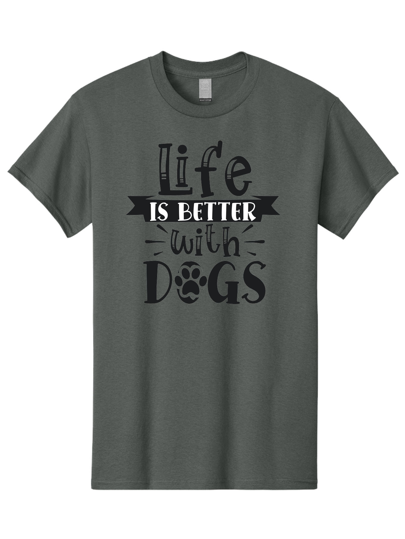 Life-Is-Better-With-Dogs Men'S Graphic Tee, 100% Cotton, Comfortable Casual Summer Wear, Machine Washable, Dog Lover Quote, Inspirational Quote, Pet Love, Dog Quote, Dog Mom, Dog Dad, Animal Lover, Paw Print Aad431 29