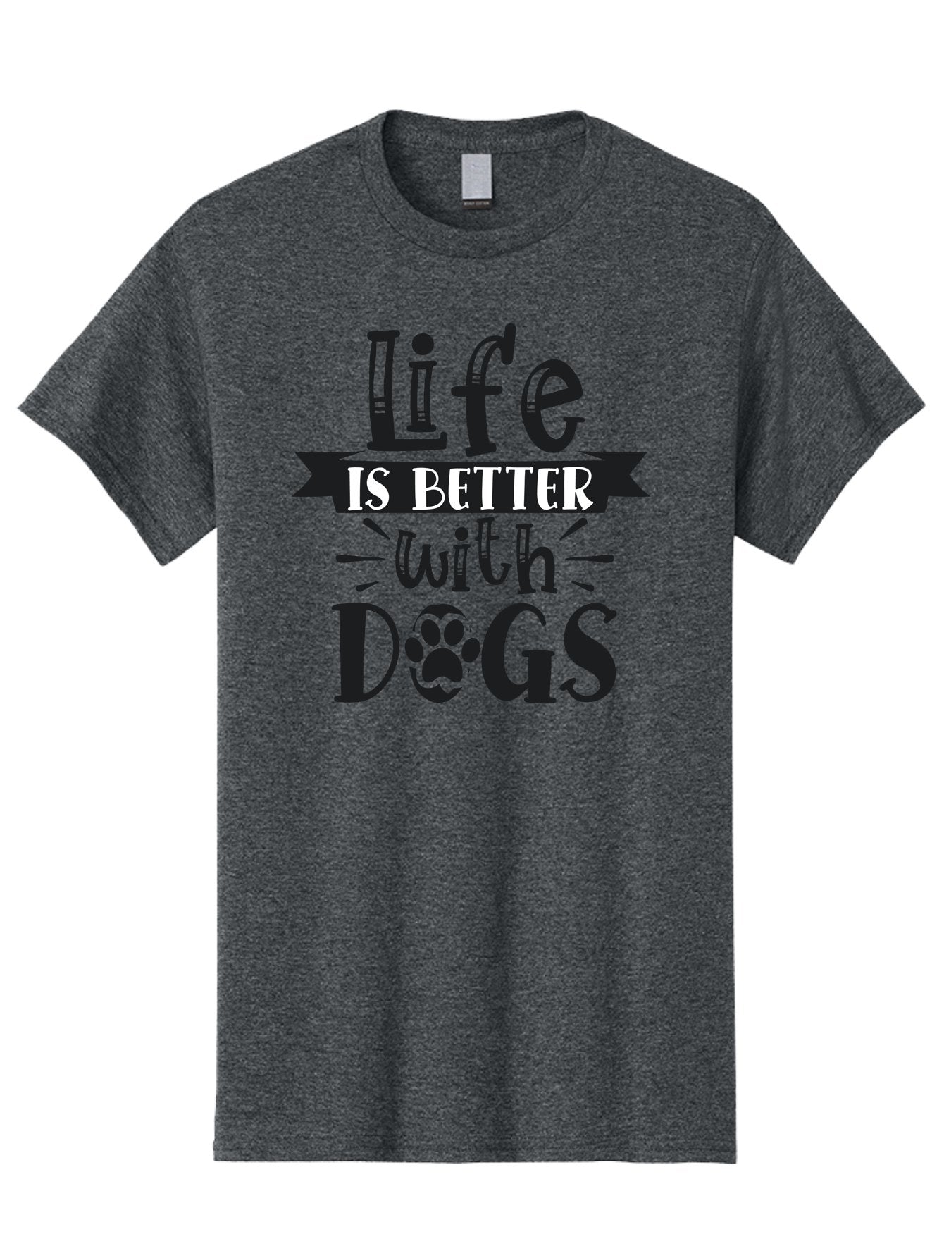 Life-Is-Better-With-Dogs Men'S Graphic Tee, 100% Cotton, Comfortable Casual Summer Wear, Machine Washable, Dog Lover Quote, Inspirational Quote, Pet Love, Dog Quote, Dog Mom, Dog Dad, Animal Lover, Paw Print Aad431 4