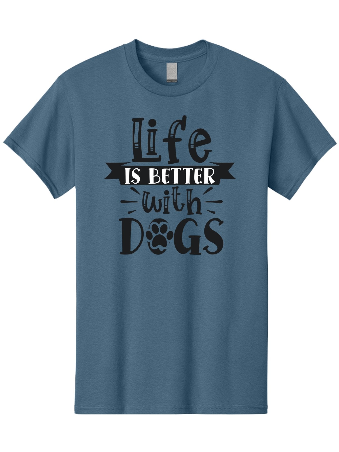 Life-Is-Better-With-Dogs Men'S Graphic Tee, 100% Cotton, Comfortable Casual Summer Wear, Machine Washable, Dog Lover Quote, Inspirational Quote, Pet Love, Dog Quote, Dog Mom, Dog Dad, Animal Lover, Paw Print Aad431 10