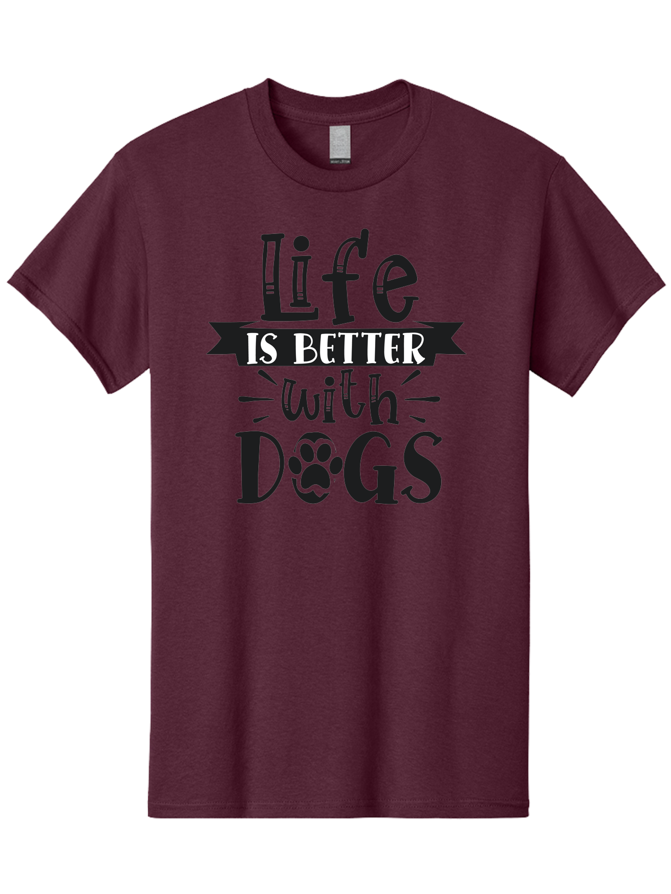 Life-Is-Better-With-Dogs Men'S Graphic Tee, 100% Cotton, Comfortable Casual Summer Wear, Machine Washable, Dog Lover Quote, Inspirational Quote, Pet Love, Dog Quote, Dog Mom, Dog Dad, Animal Lover, Paw Print Aad431 9