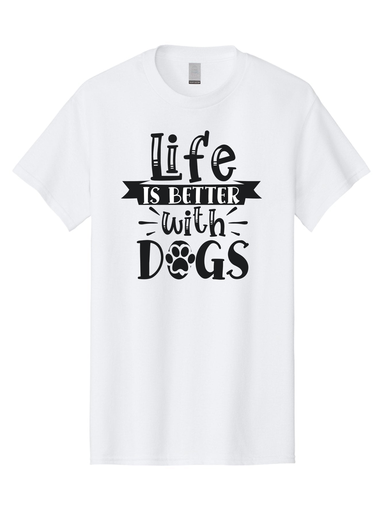 Life-Is-Better-With-Dogs Men'S Graphic Tee, 100% Cotton, Comfortable Casual Summer Wear, Machine Washable, Dog Lover Quote, Inspirational Quote, Pet Love, Dog Quote, Dog Mom, Dog Dad, Animal Lover, Paw Print Aad431 3
