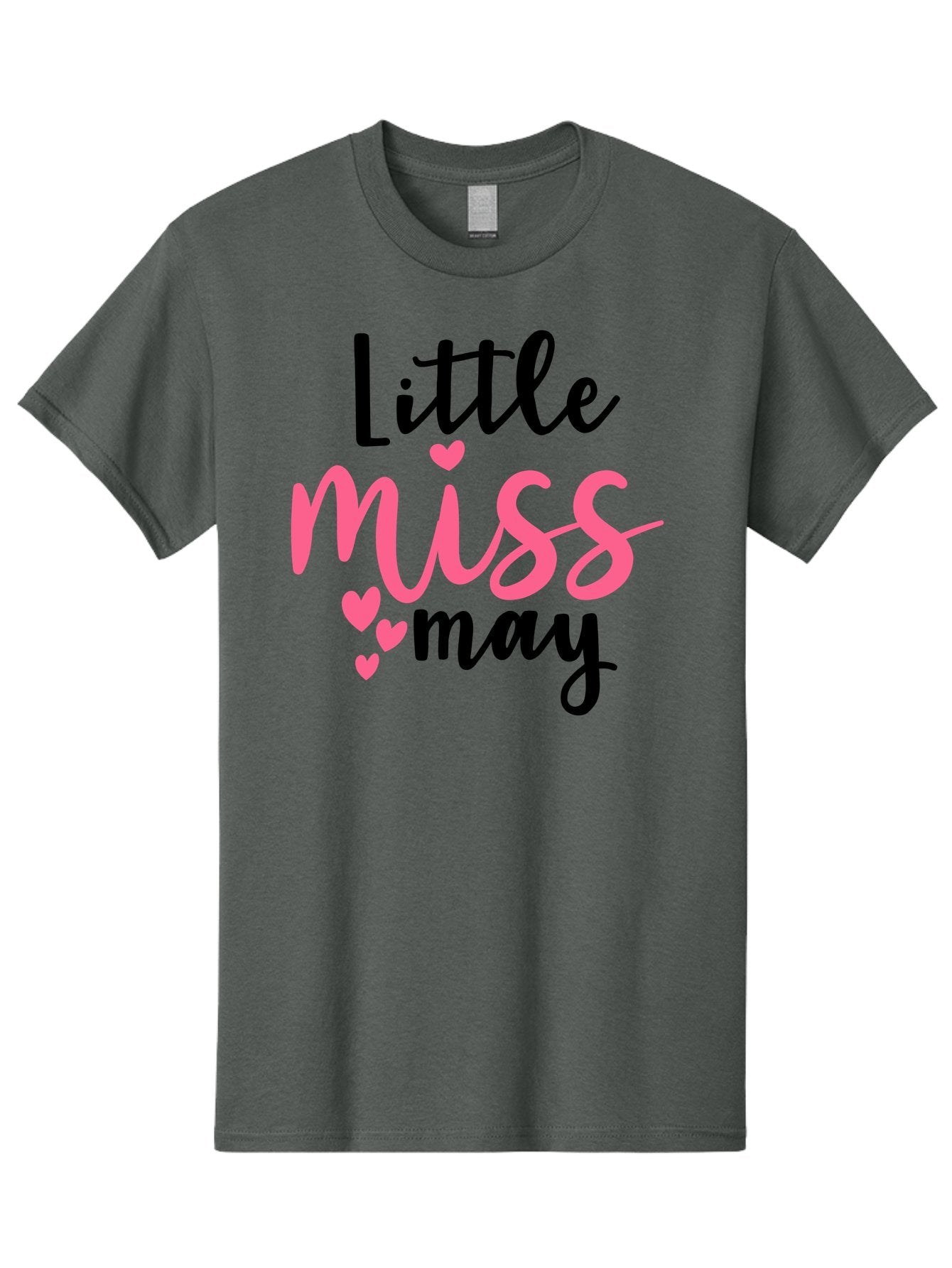 Little-Miss-May Men'S Graphic Tee, 100% Cotton, Comfortable Casual Summer Wear, Machine Washable, Cute Typography, Feminine Design, Heart Motifs, Little Miss May, Sweet Aesthetic, Playful Hearts, Girly Vibe, Whimsical Style Aad432