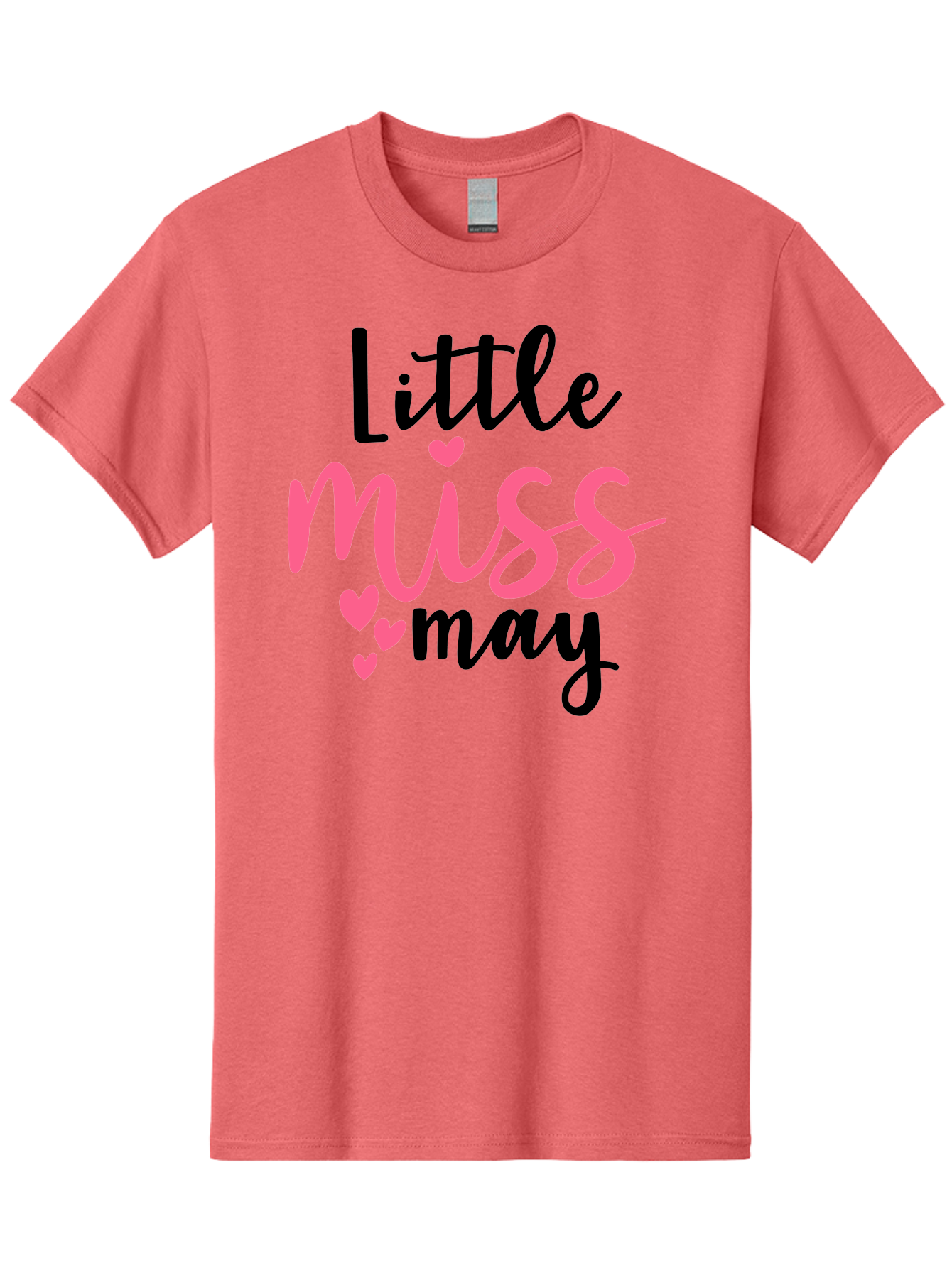 Little-Miss-May Men'S Graphic Tee, 100% Cotton, Comfortable Casual Summer Wear, Machine Washable, Cute Typography, Feminine Design, Heart Motifs, Little Miss May, Sweet Aesthetic, Playful Hearts, Girly Vibe, Whimsical Style Aad432 17
