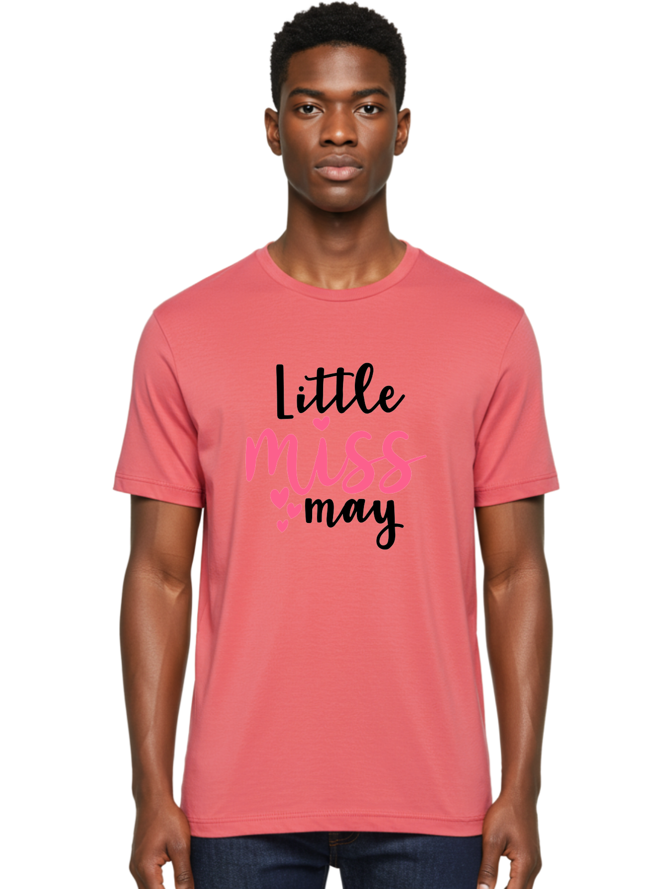 Little-Miss-May Men'S Graphic Tee, 100% Cotton, Comfortable Casual Summer Wear, Machine Washable, Cute Typography, Feminine Design, Heart Motifs, Little Miss May, Sweet Aesthetic, Playful Hearts, Girly Vibe, Whimsical Style Aad432 18