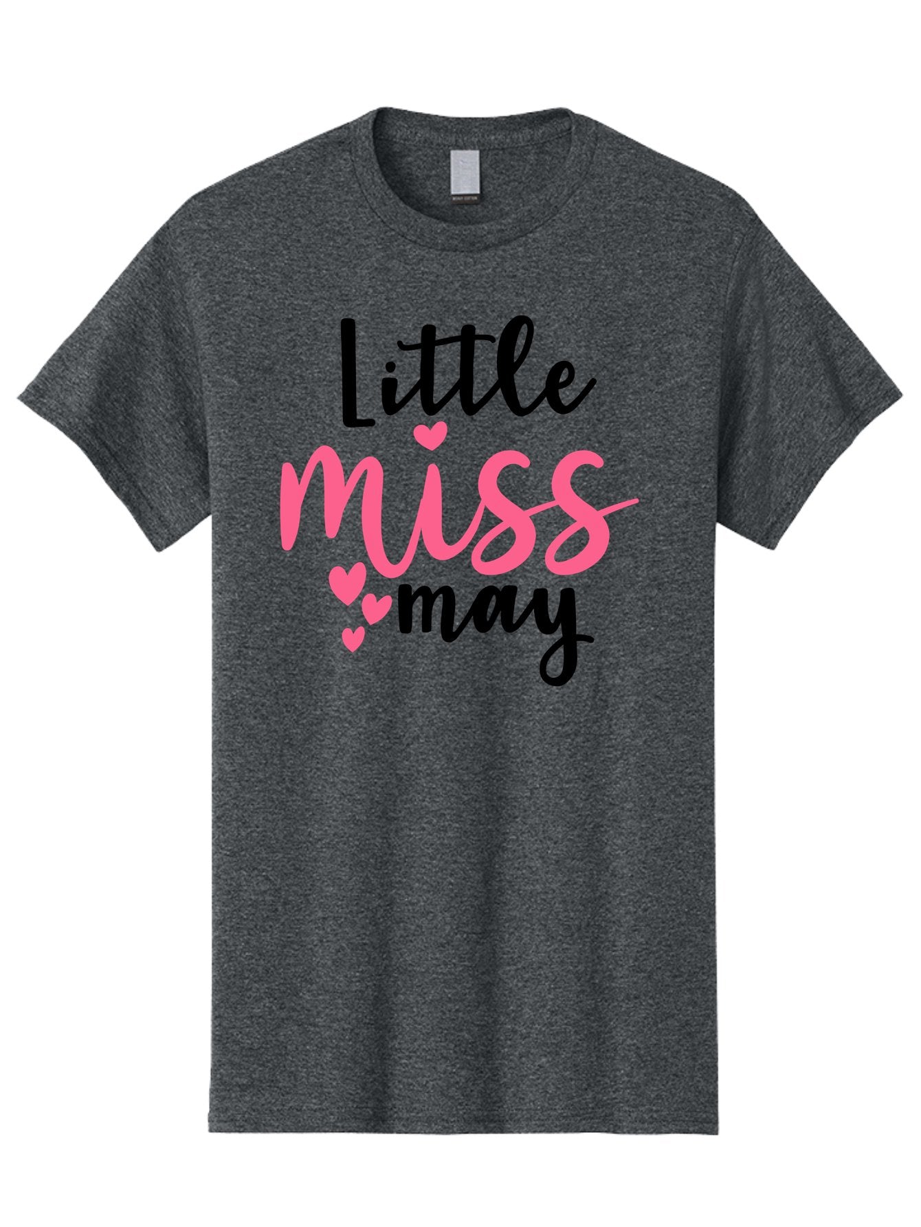 Little-Miss-May Men'S Graphic Tee, 100% Cotton, Comfortable Casual Summer Wear, Machine Washable, Cute Typography, Feminine Design, Heart Motifs, Little Miss May, Sweet Aesthetic, Playful Hearts, Girly Vibe, Whimsical Style Aad432